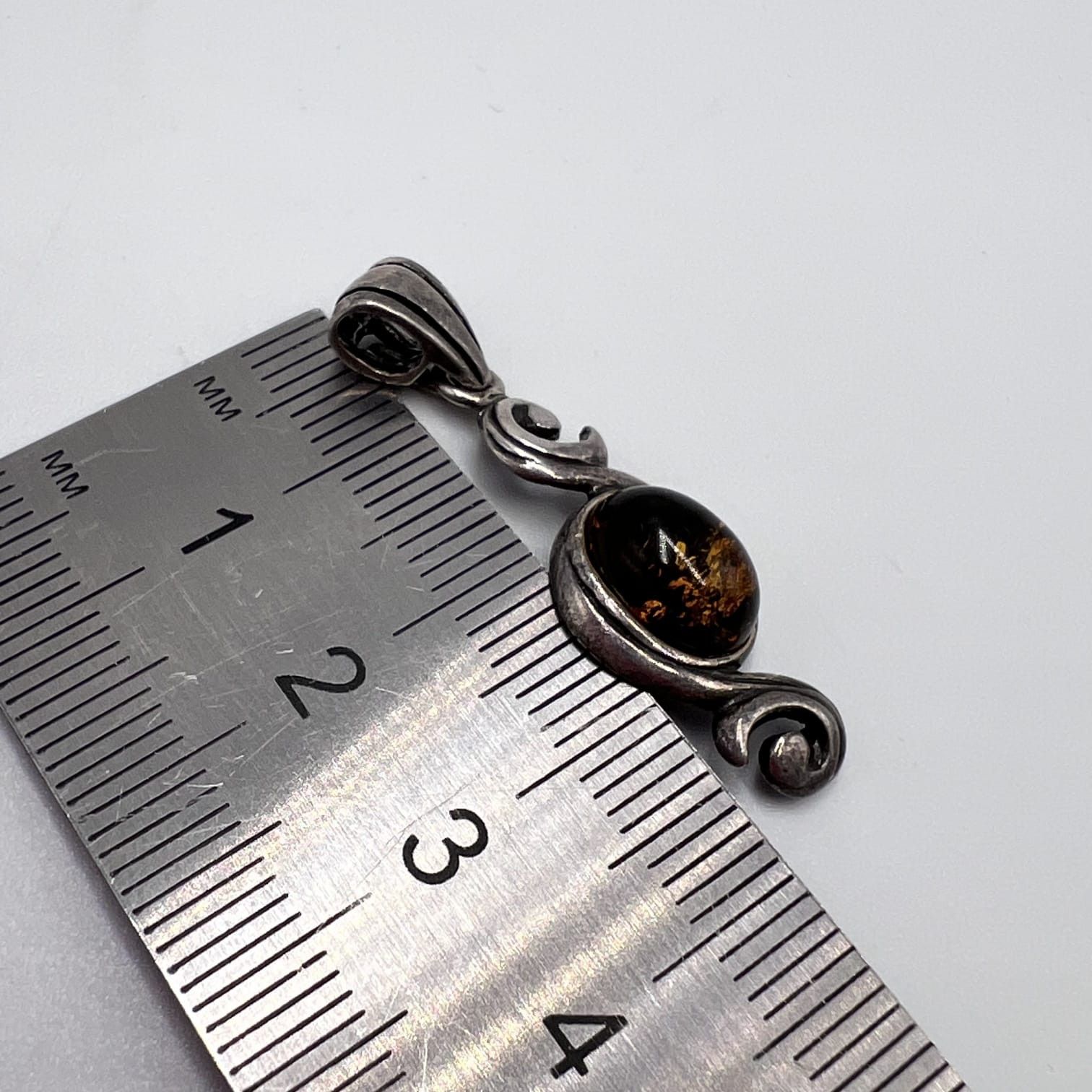 Sterling Silver Vintage 925 Sterling Silver Pendant with Natural Amber Size ONE SIZE - 5 Thumbnail