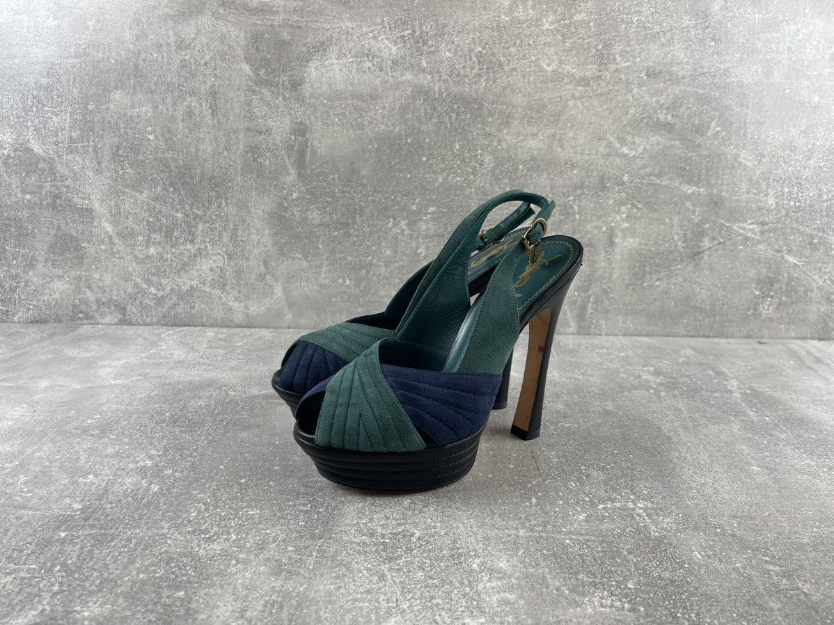 Yves Saint Laurent Yves Saint Laurent 00s Platform Slingback Heels Suede Shoes Size US 8 / IT 38 - 1 Thumbnail