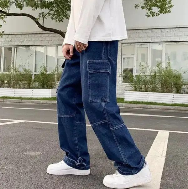 VIBE Blue Color Straight Baggy Denim Pants Size US 29 - 3 Thumbnail