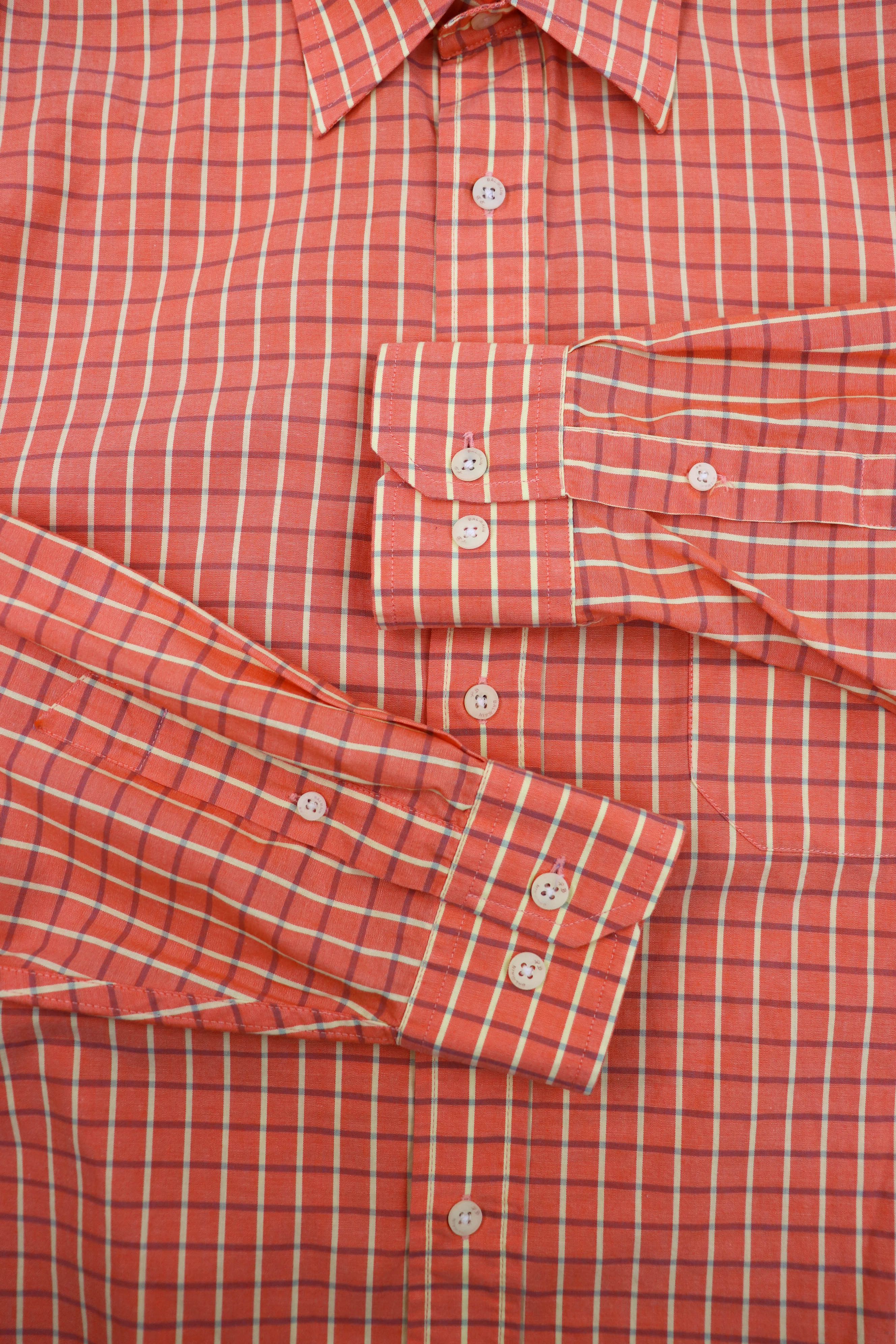 Pierre Balmain Pierre Balmain Vintage 90s Checkered Light Orange LS Shirt Size US M / EU 48-50 / 2 - 8 Thumbnail