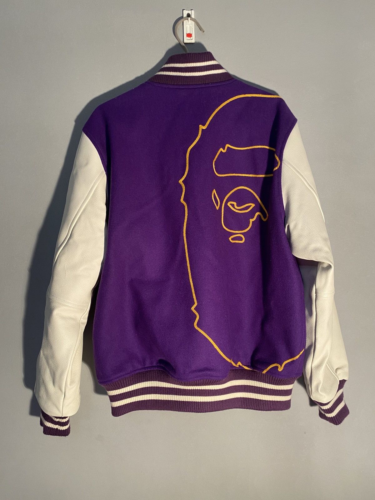 Bape BAPE Varsity Jacket Purple/White (M) - Like New Size US M / EU 48-50 / 2 - 2 Thumbnail