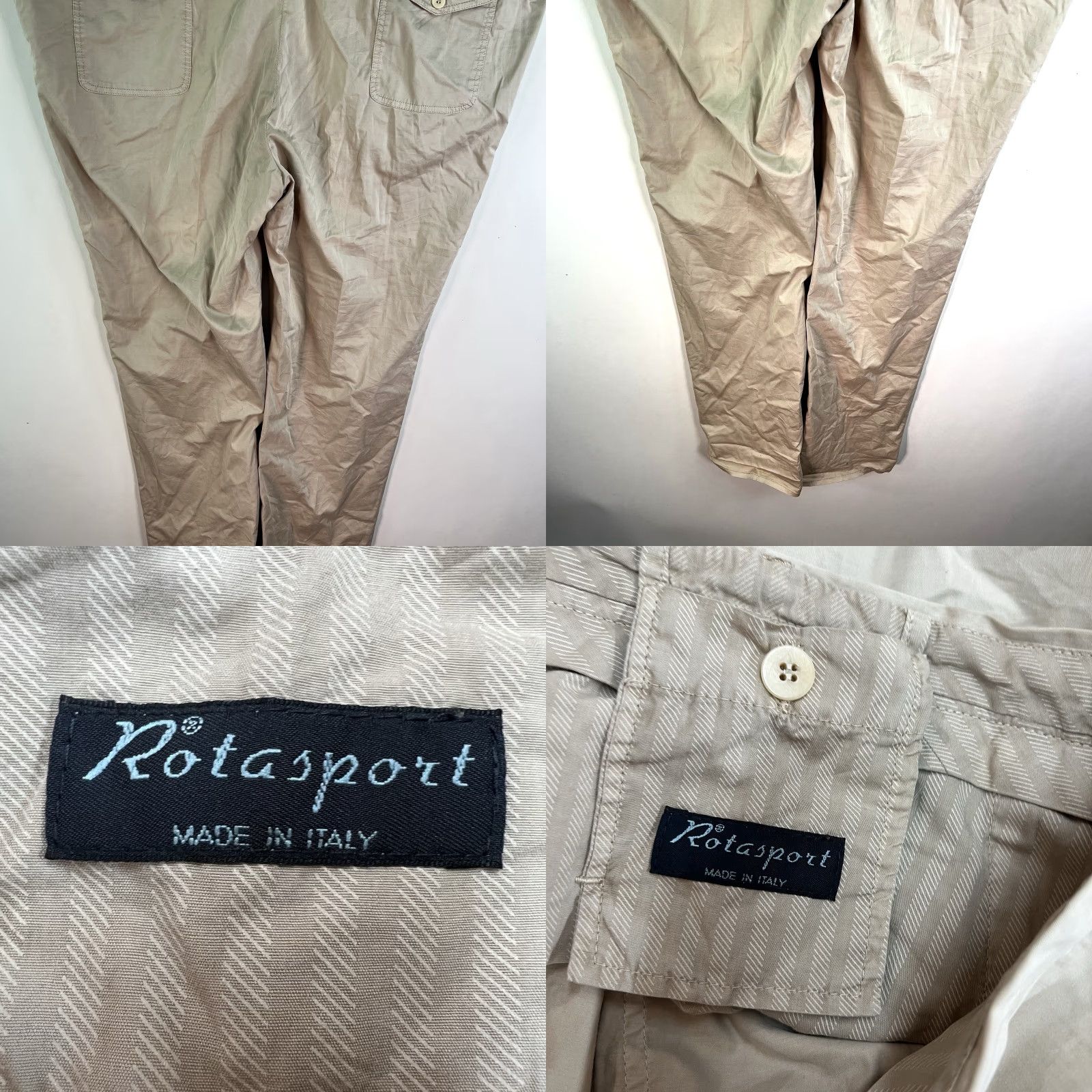 Vintage Rota Sport Mens Pants Chino Straight Beige 50 x 36 Cotton Blend Made in Italy Size US 34 / EU 50 - 8 Thumbnail