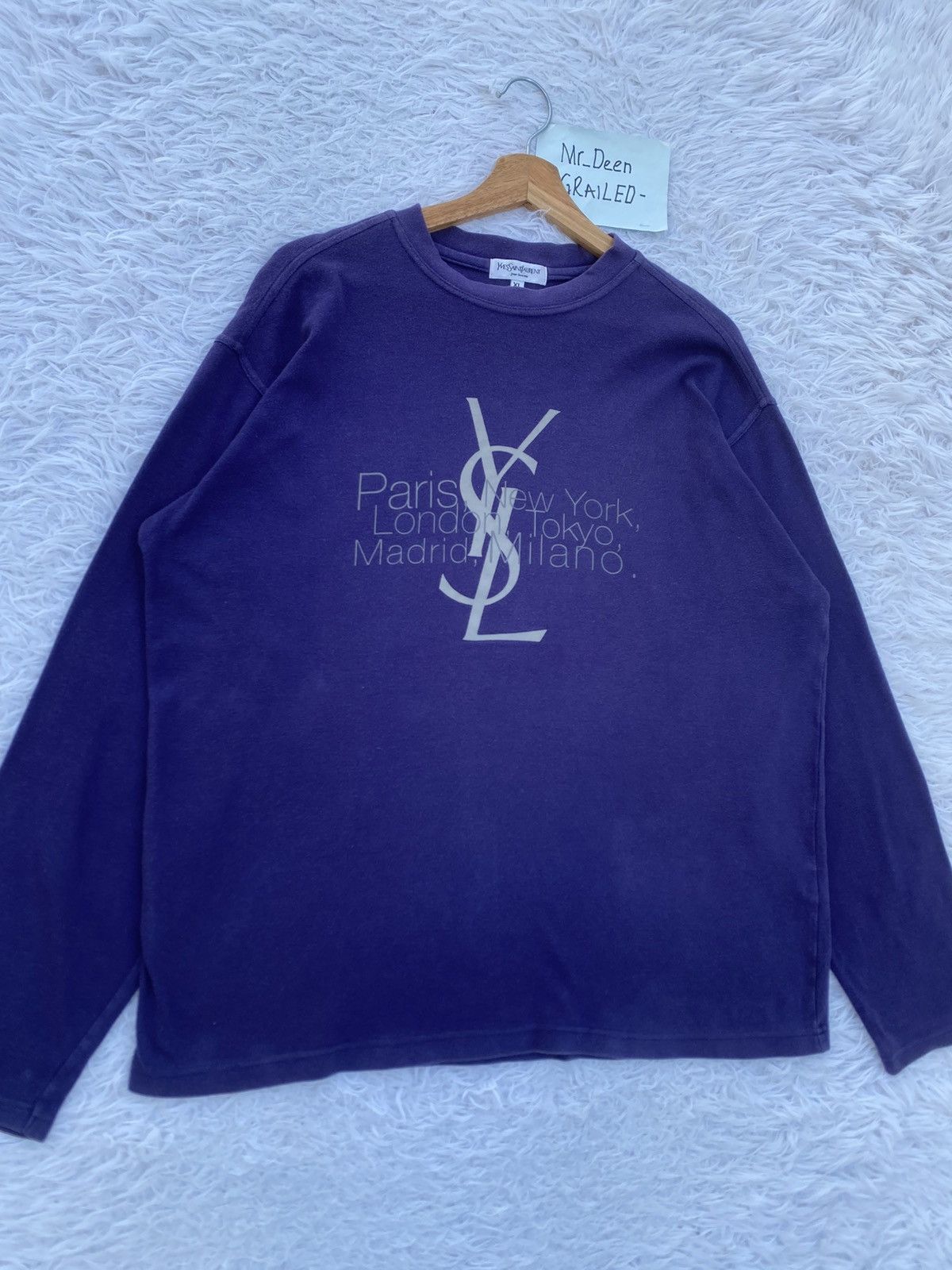 Yves Saint Laurent Rare Vintage Yves Saint Laurent Big Logo Longsleeve Shirt Size US L / EU 52-54 / 3 - 4 Thumbnail
