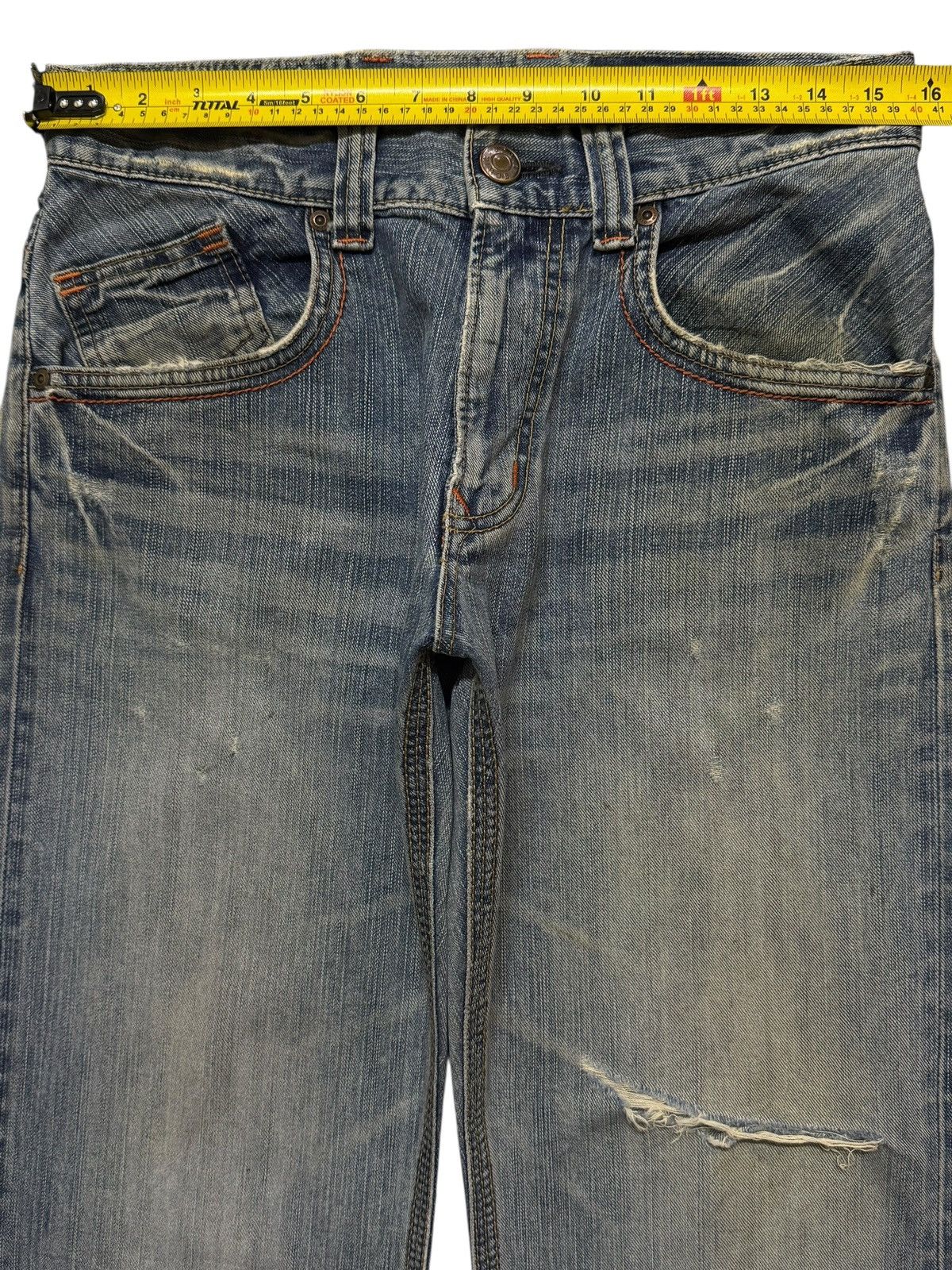 Edwin Vintage 90s Edwin XV Blue Faded Mud Wash Distress Wide Leg Size US 31 - 8 Thumbnail