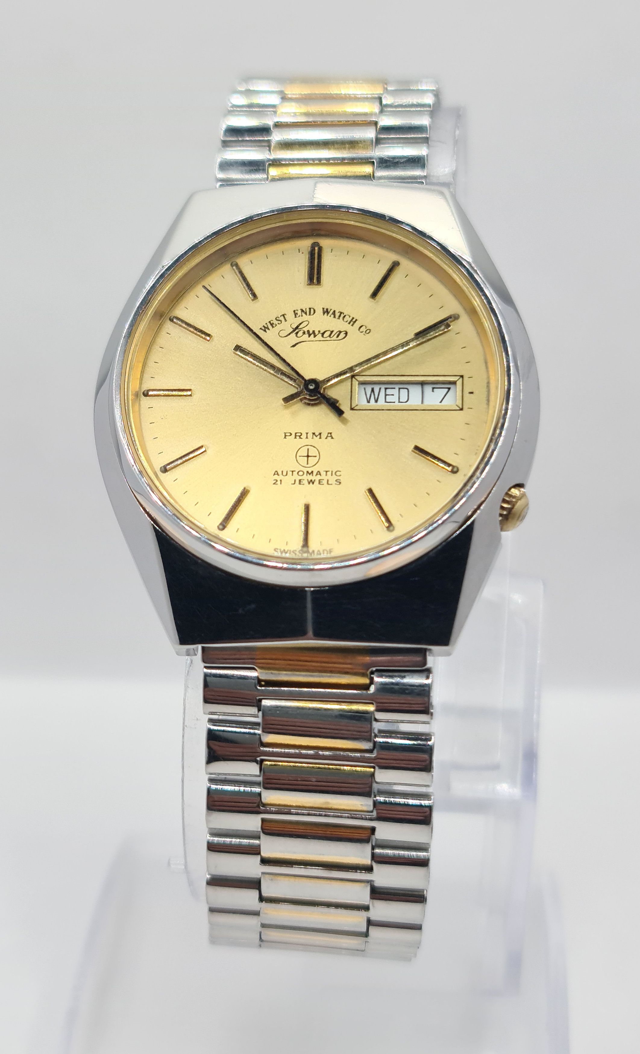 Vintage West End Sowar Prima Auto 21J Swiss Watch Gold Two-Tone Size 36 - 2 Thumbnail