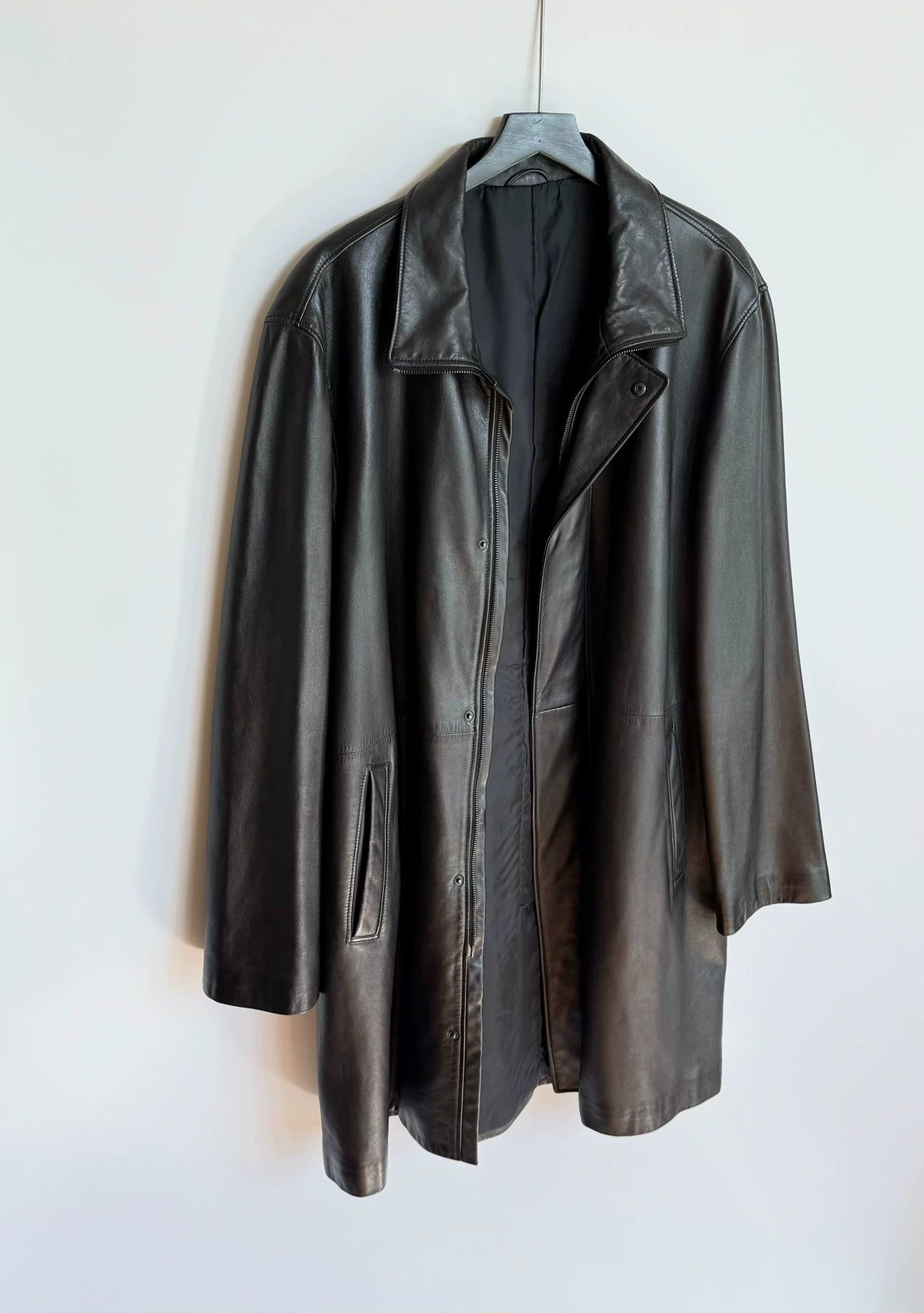 Alfred Dunhill Dunhill Black Lambskin Long Leather Coat XL 98% New Size US XL / EU 56 / 4 - 2 Thumbnail