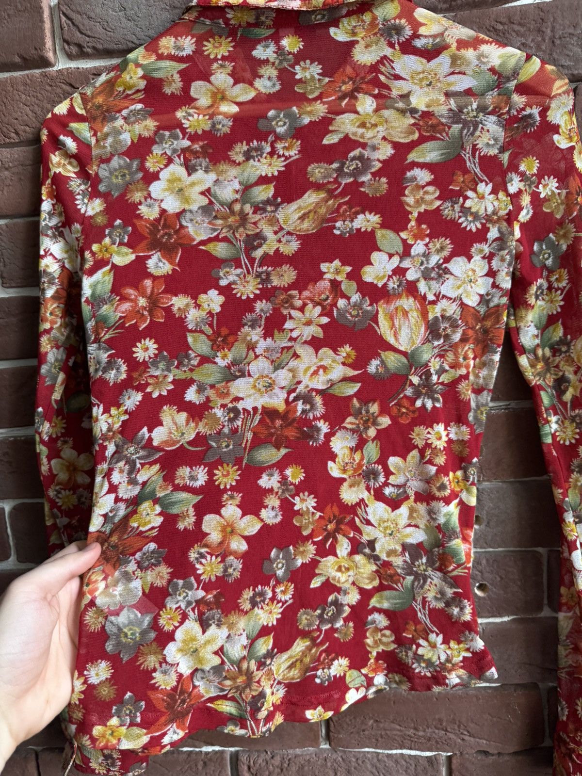 Kenzo Rare Vintage Kenzo Floral Mesh top longsleeve shirt Size S / US 4 / IT 40 - 11 Thumbnail