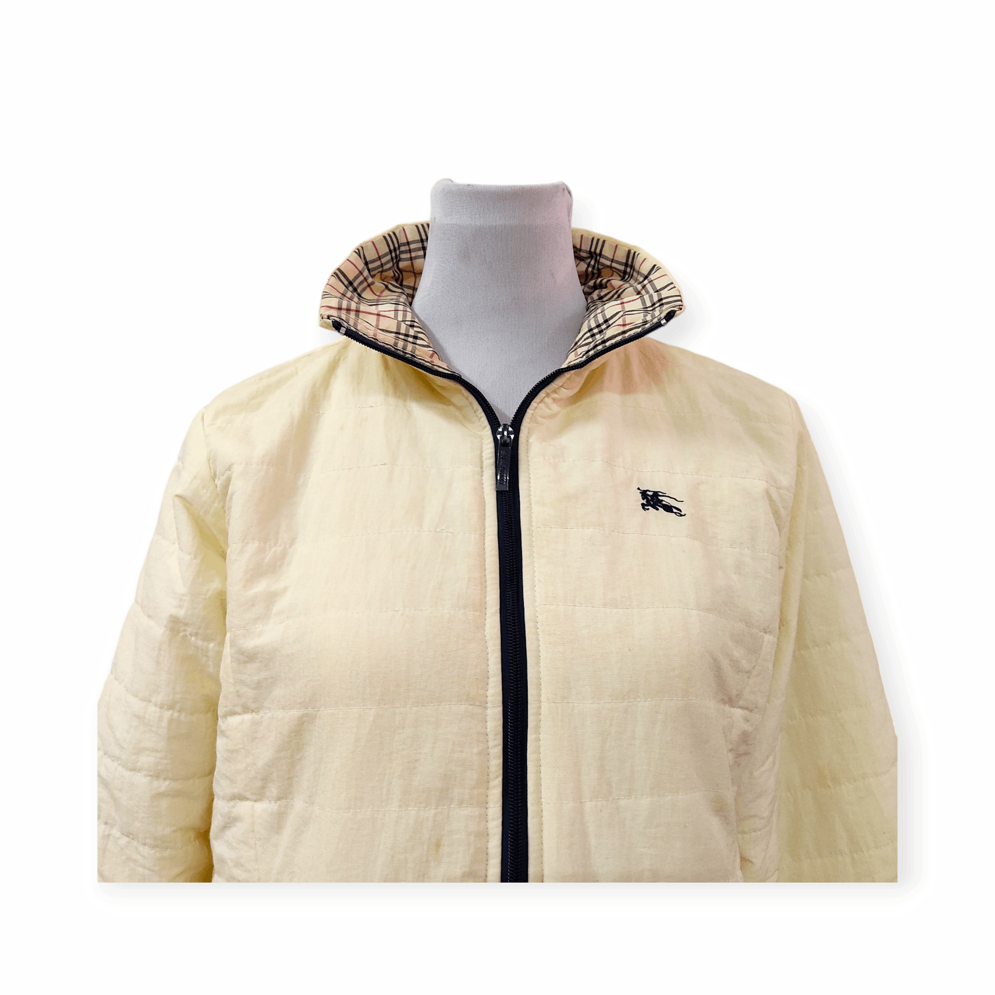 Burberry Vintage Burberry Light Cream Yellow Zipper Puffer Jacket Size M / US 6-8 / IT 42-44 - 5 Thumbnail