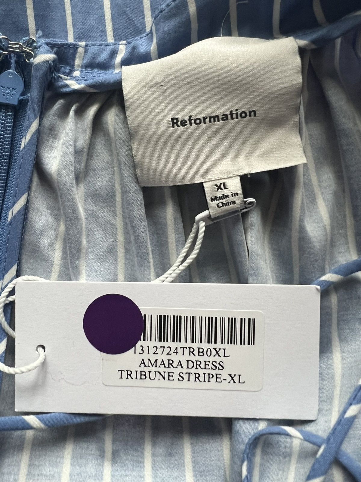 Reformation Reformation Amara Dress Stripe Blue White Mini Size XL NWT Size XL / US 12-14 / IT 48-50 - 3 Thumbnail