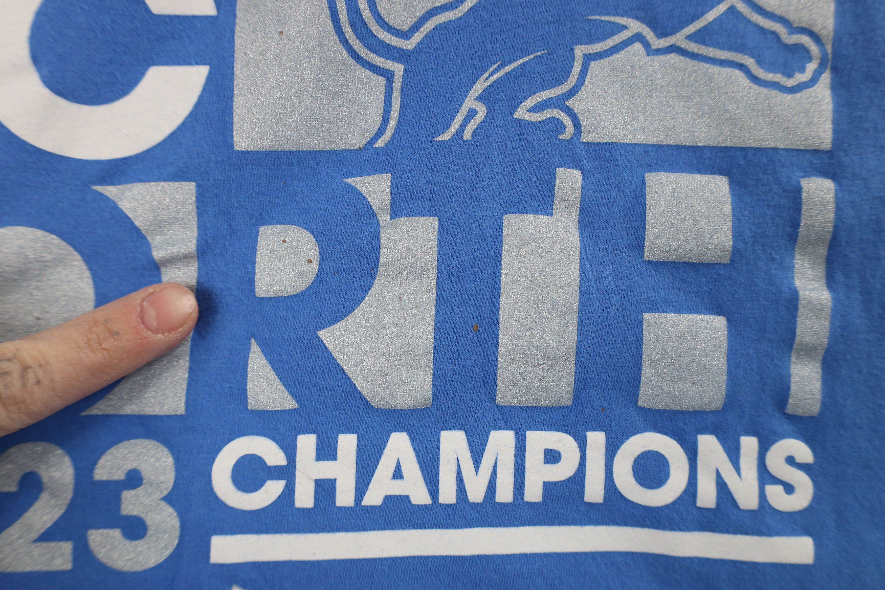 Vintage Fanatics North Champions Detroit Lions Football T-Shirt Blue Size US XXL / EU 58 / 5 - 5 Thumbnail
