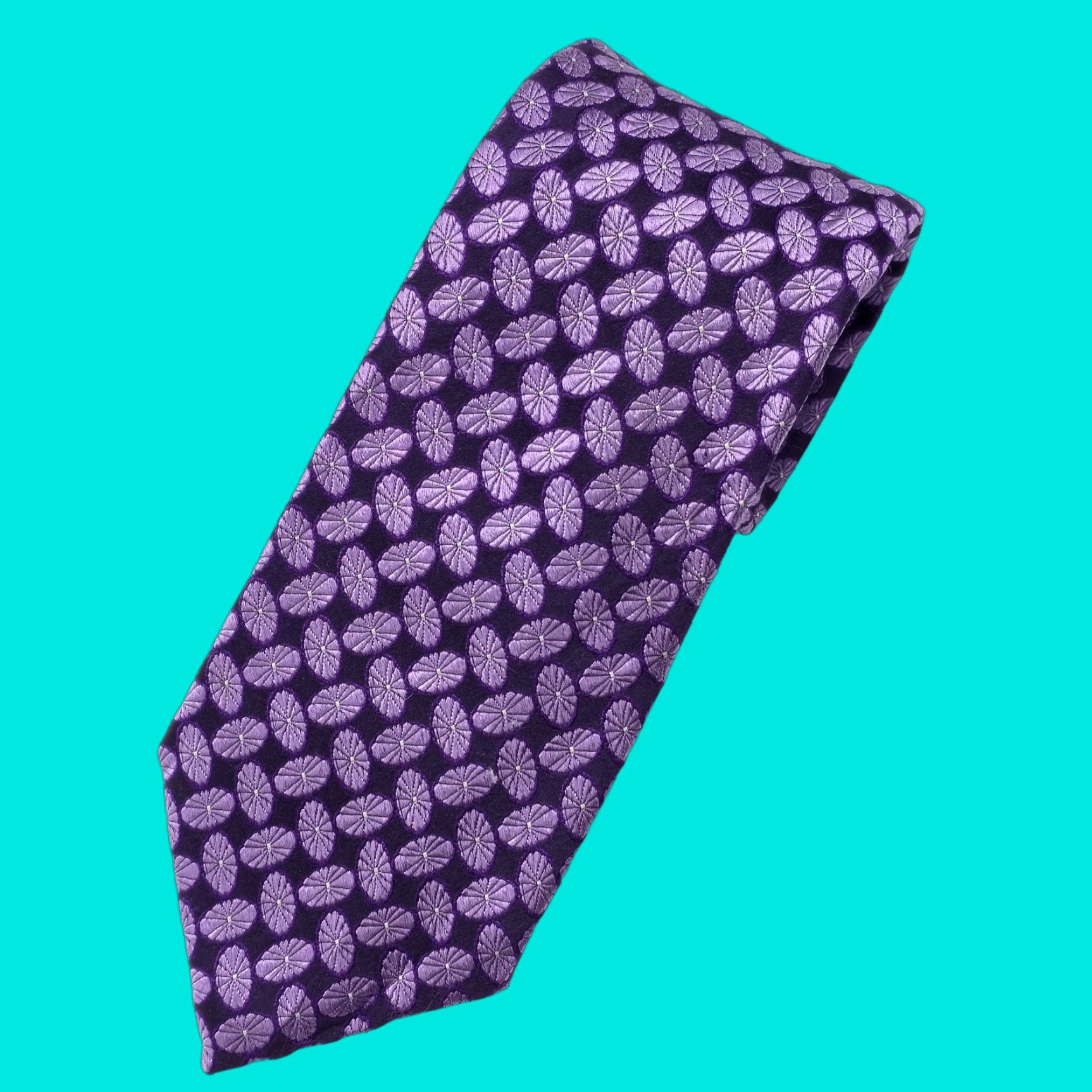 Ike Behar VINTAGE IKE BEHAR Necktie Mens Purple 100% Silk Geometric Preppy EUC Size ONE SIZE - 1 Thumbnail