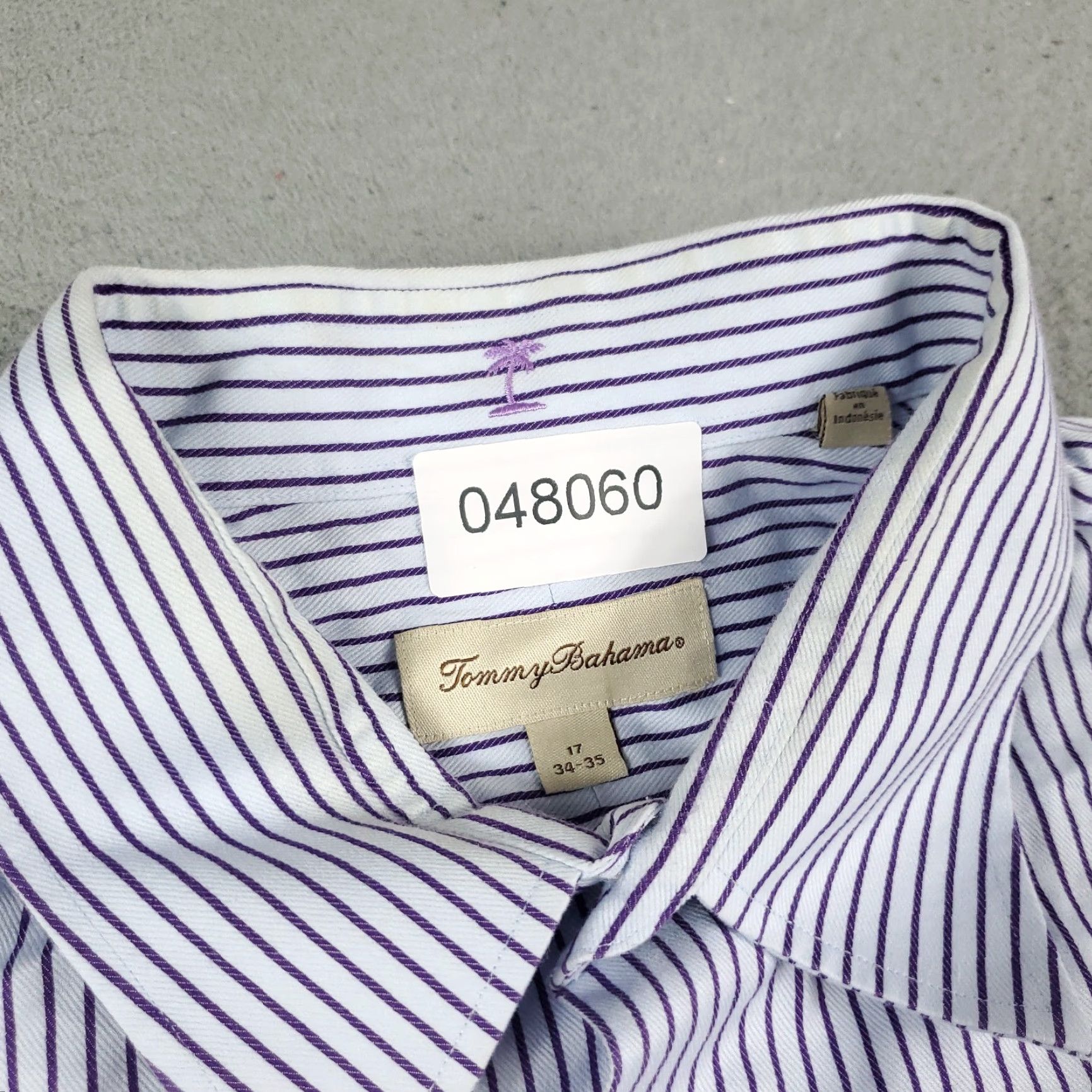 Tommy Bahama Tommy Bahama Shirt Mens 17 Purple Striped Dress Button Up Long Sleeve - Classic, Modern, Preppy, Wedding, Workwear Mens Dress Shirt Size 46R - 3 Thumbnail