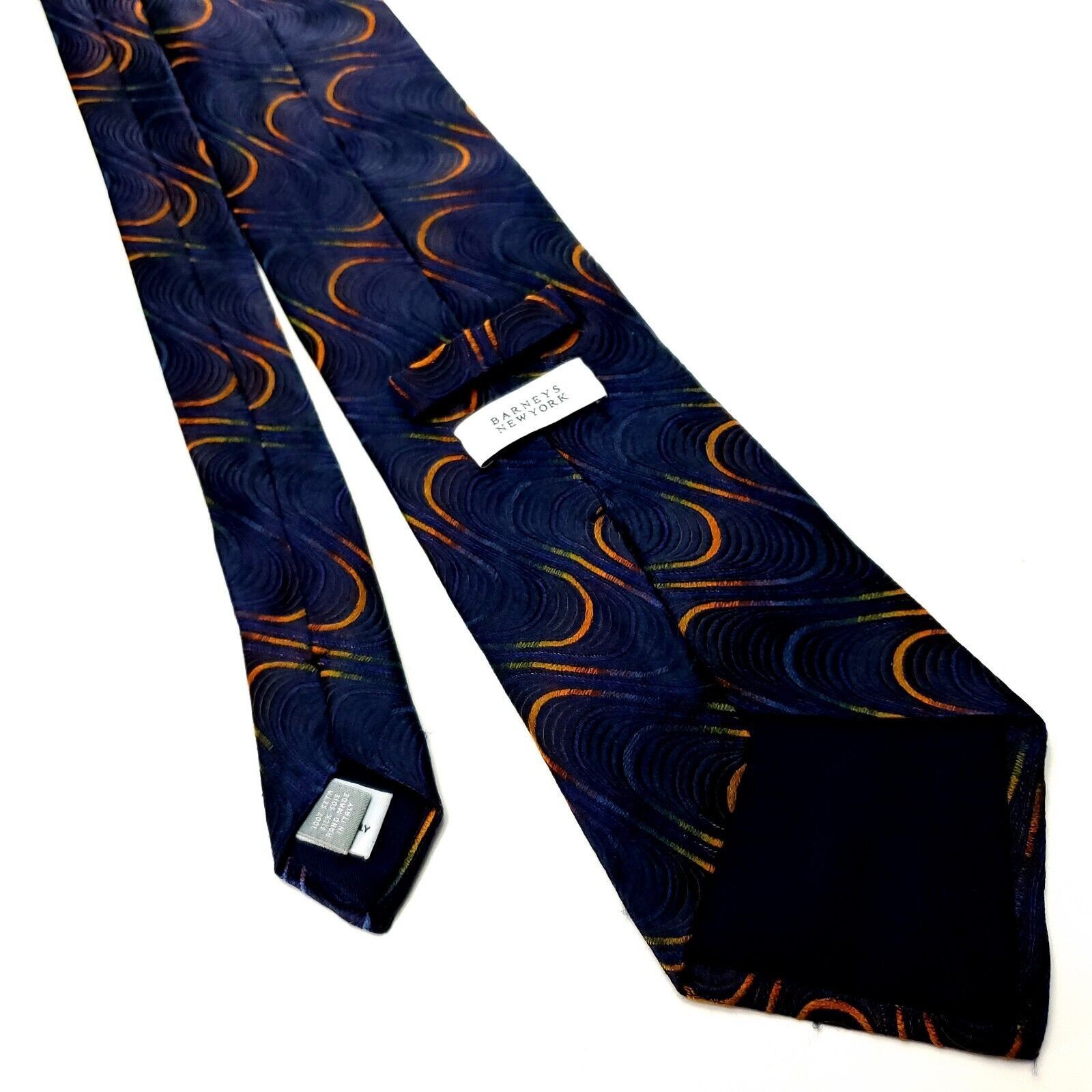 Barneys New York Barney's New York Dark Blue Silk Tie Woven Long Graphic Nove Size ONE SIZE - 3 Thumbnail