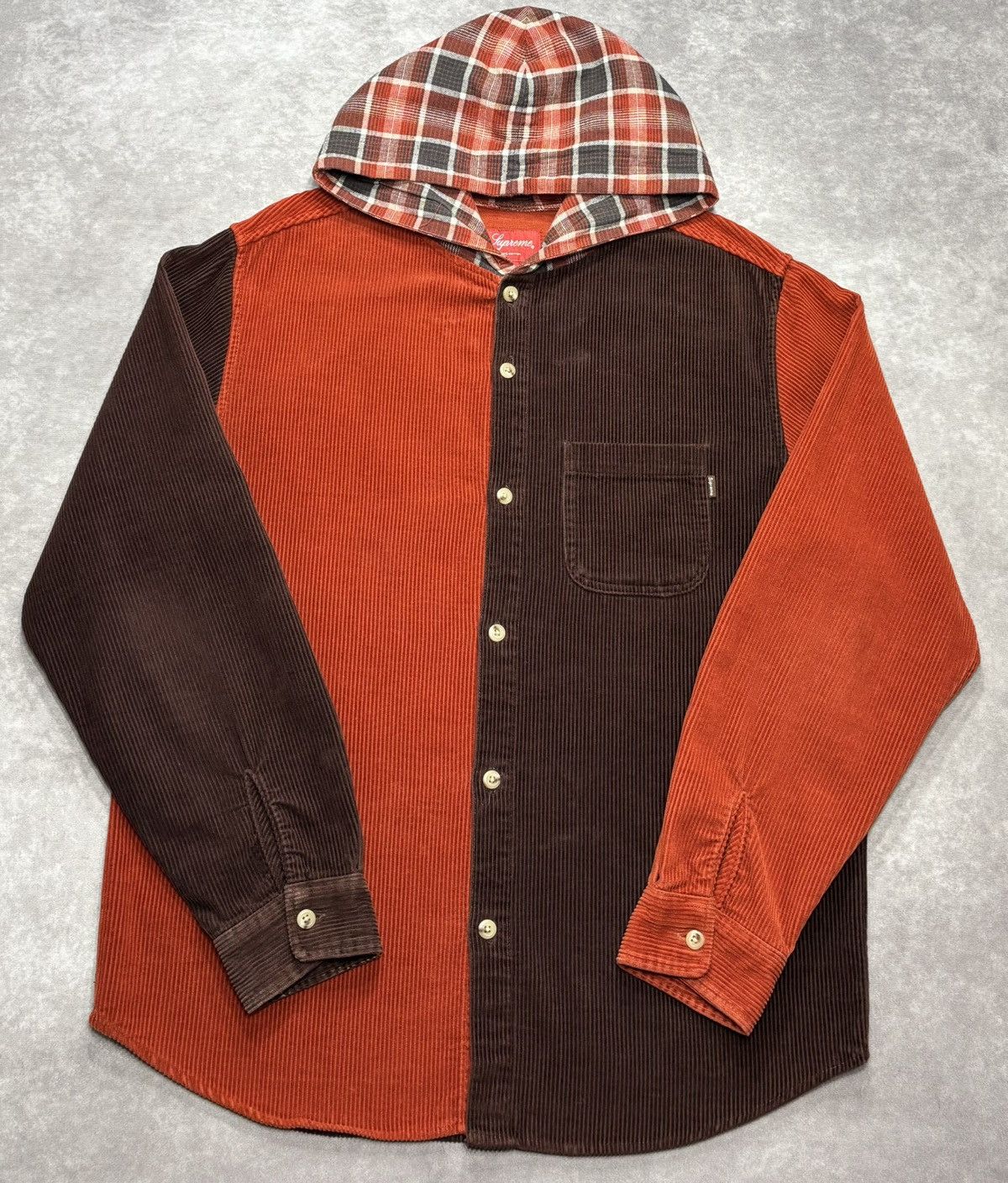 Supreme Supreme Hooded Color Blocked Corduroy Shirt (FW18) Size US M / EU 48-50 / 2 - 1 Thumbnail