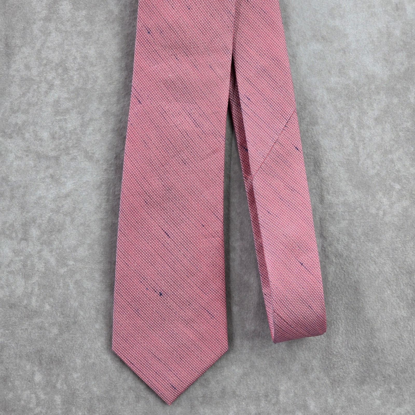 Calvin Klein Calvin Klein Pink Blue Stripe Repp Silk Linen Men's Neck Tie Size 30 - 2 Thumbnail