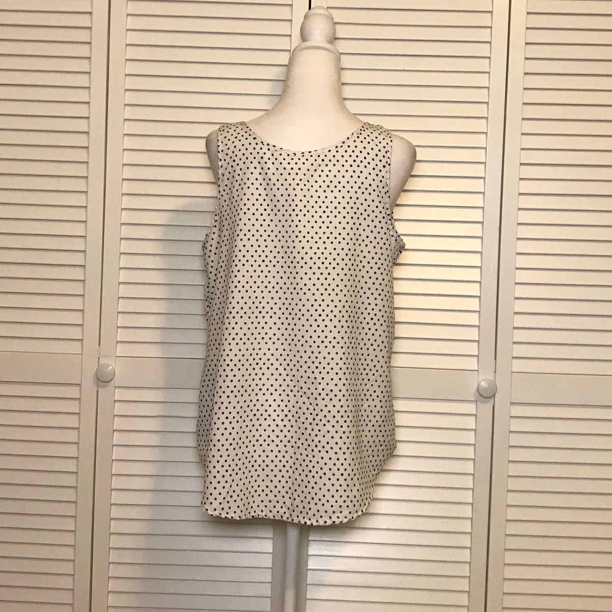 Faded Glory Faded Glory White Black Polka Dot Scoop Neck Tank Top L Size L / US 10 / IT 46 - 2 Thumbnail