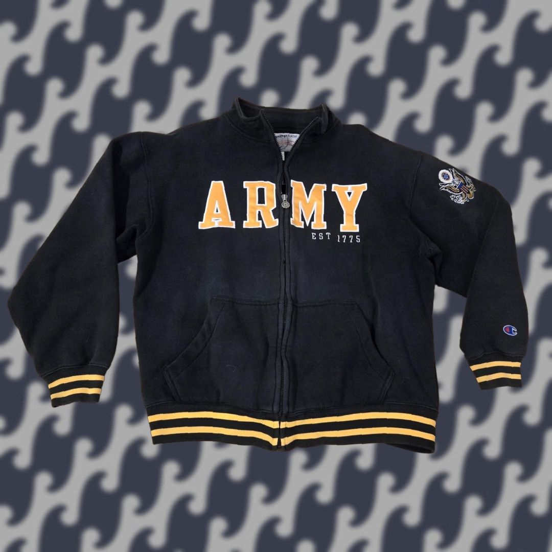 Champion Champion Jacket Mens L Full Zip Embroidered Eagle Patch 1775 Varsity Army USA 1775 Embroidered Patch Black Gold Cuffs Hem Size US L / EU 52-54 / 3 - 1 Thumbnail