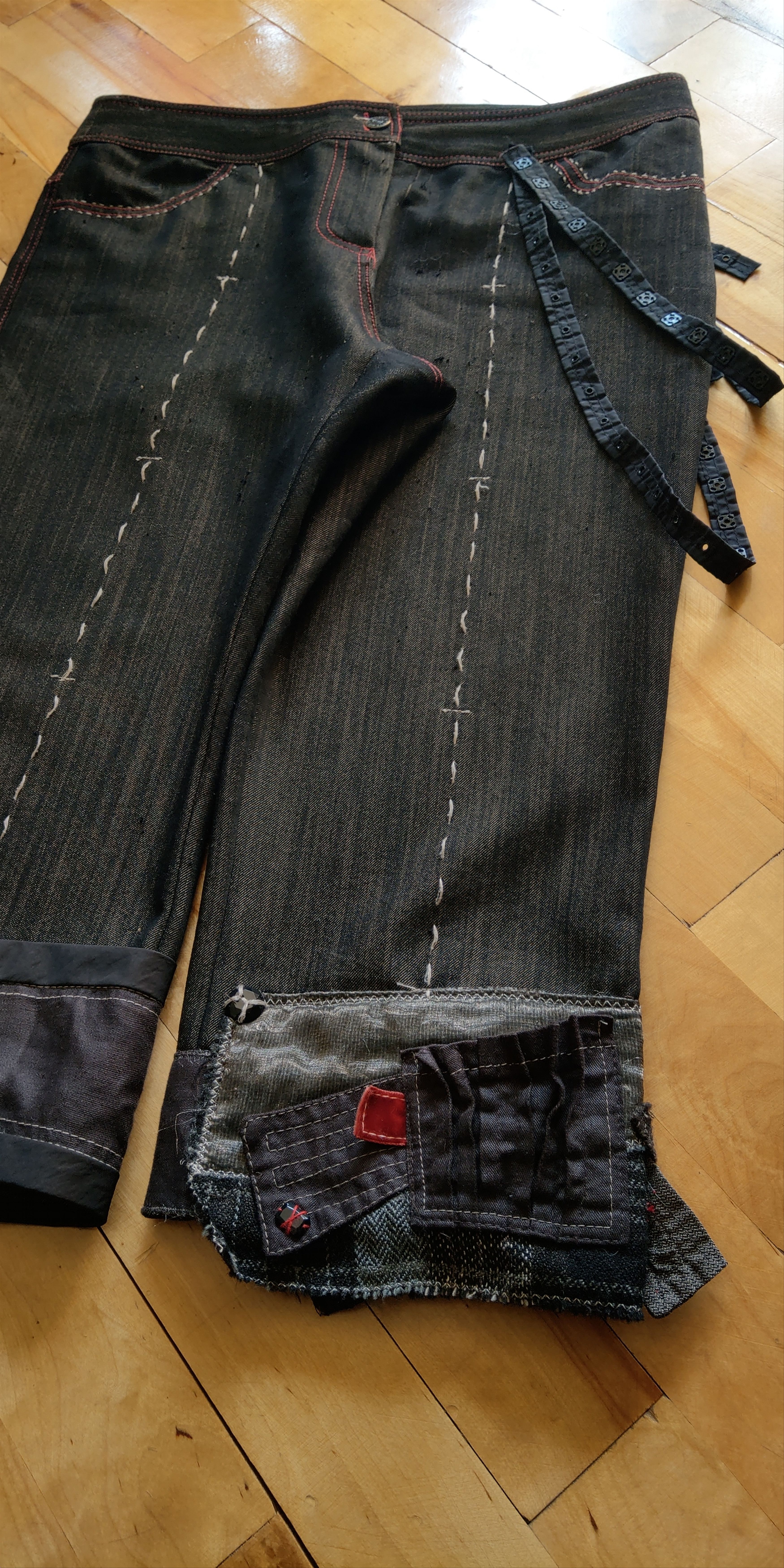 Vintage Asymmetric Patchwork Pants Bootcut Goth grunge Noir Alt Size US 32 / EU 48 - 15 Thumbnail
