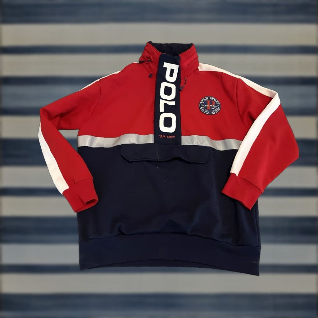 Polo Ralph Lauren Polo Ralph Lauren Polo Sport Yacht Challenge Hybrid Hoodie Jacket Mens M Red Nautical 90s Size US M / EU 48-50 / 2 - 1 Thumbnail