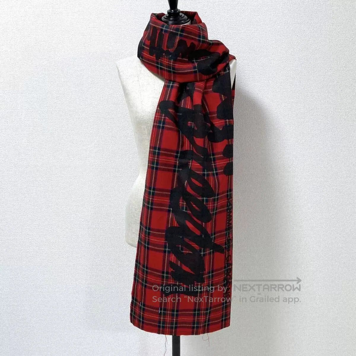 Comme des Garcons Red Plaid Wool Shawl Scarf. Size ONE SIZE - 2 Thumbnail