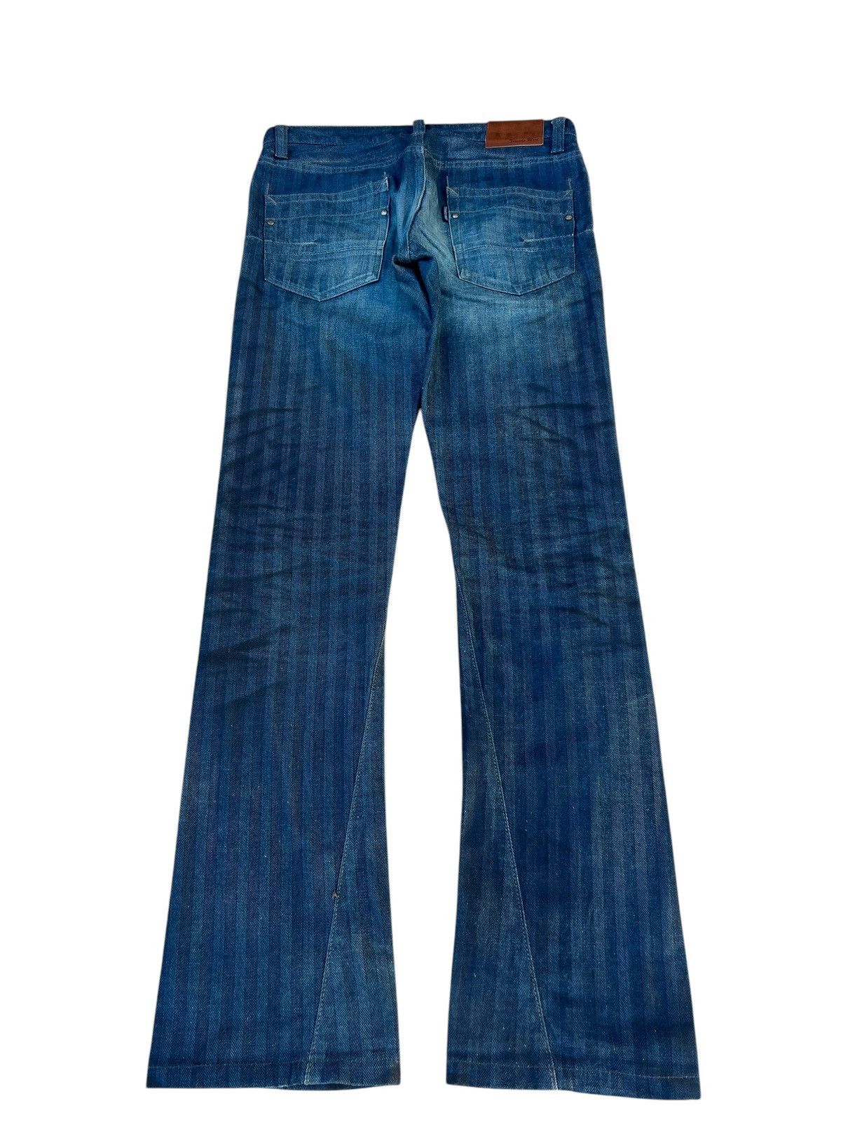 Tornado Mart Tornado Mart Striped HBT Waxed Denim Flare Jeans Size US 29 - 14 Thumbnail