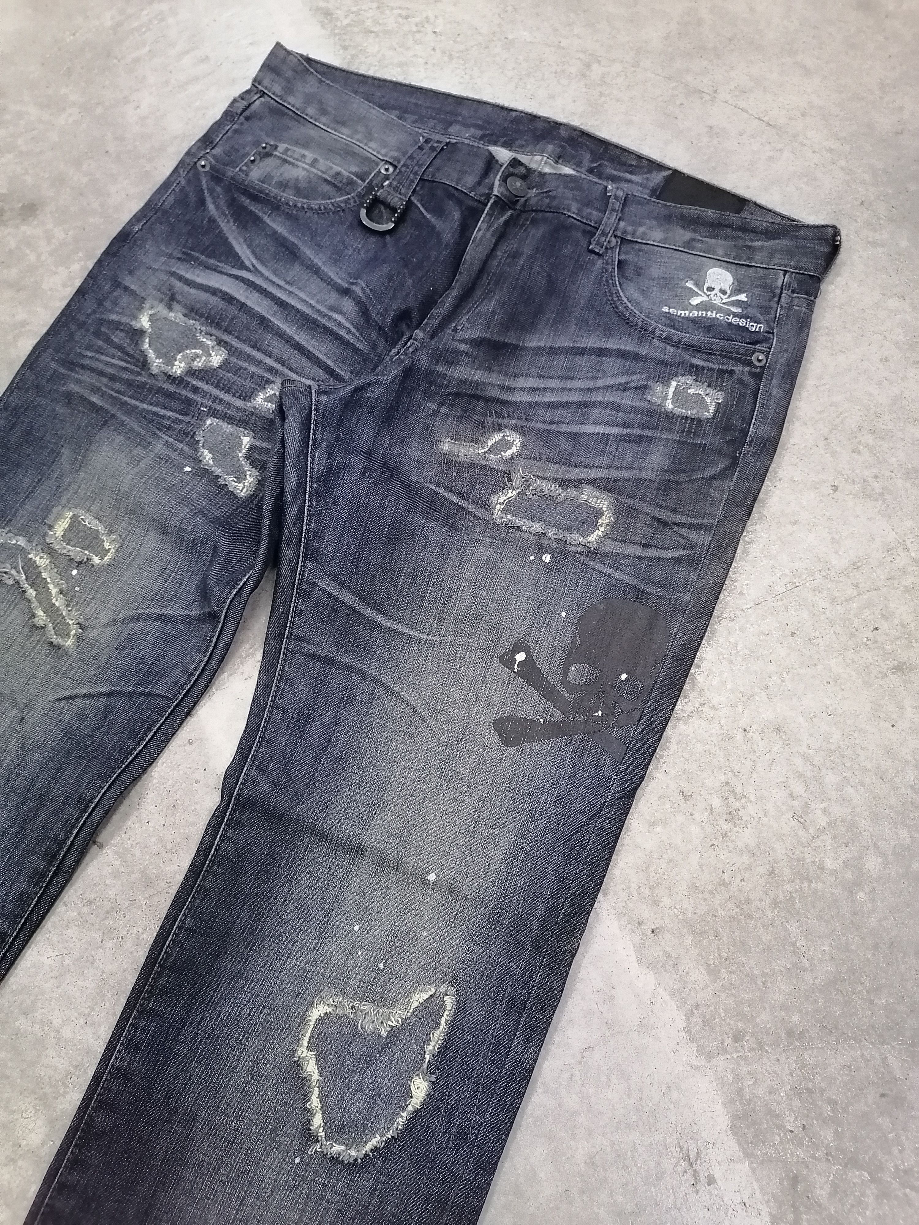 Japanese Brand Semantic Design x Roen Crossbone Distressed Denim Pants Size US 35 - 4 Thumbnail