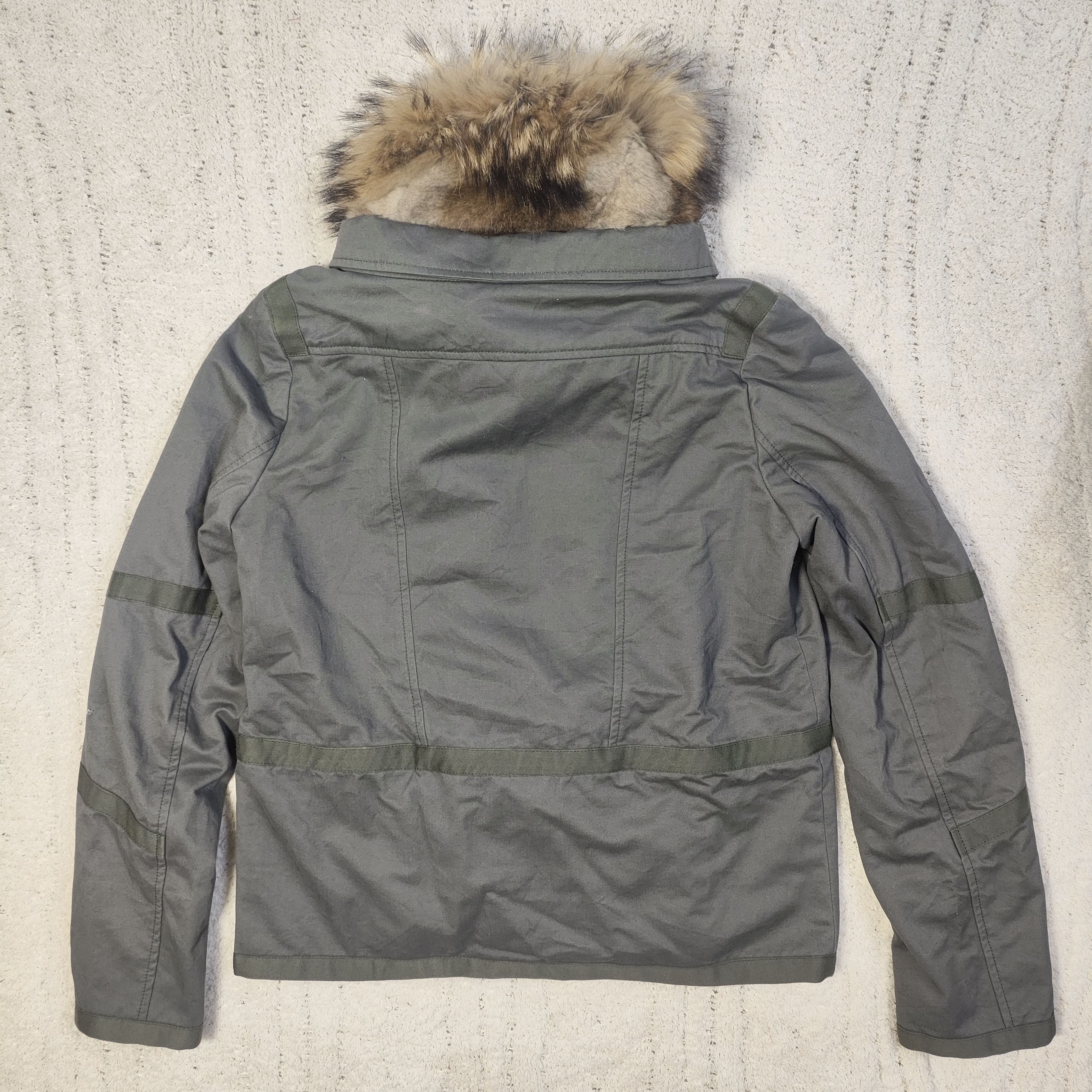 Yves Salomon ARMY Yves Salomon Cement Grey Khaki Fur Zip Up Jacket Size XS / US 0-2 / IT 36-38 - 16 Thumbnail