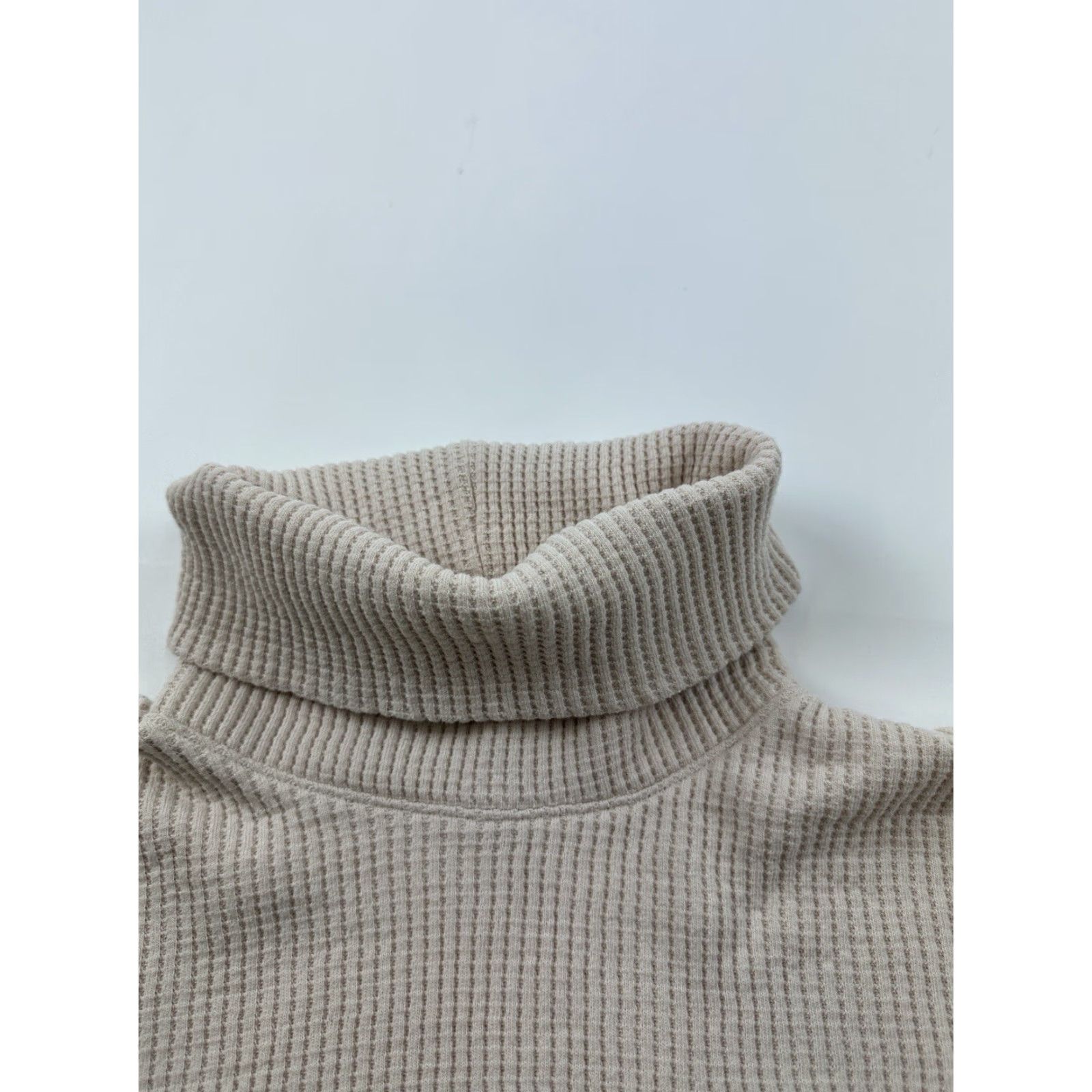 Banana Republic Banana Republic Sweater Womens Medium Beige Turtleneck Waffle-Knit Long Sleeve Pullover Size M / US 6-8 / IT 42-44 - 2 Thumbnail