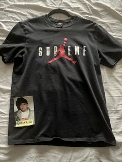 Supreme jordan hotsell tee black