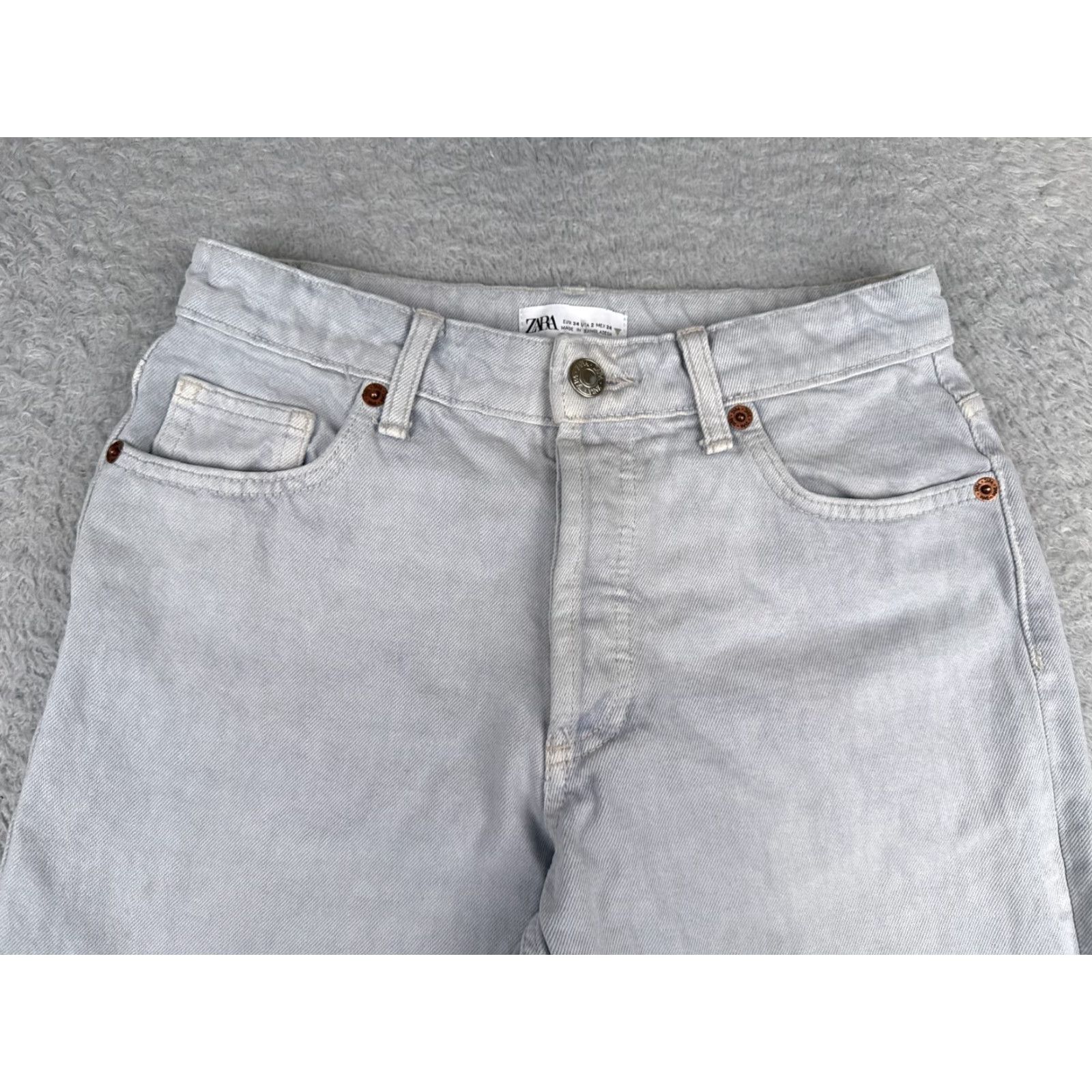 Zara Zara Jeans Womens 2 Blue Denim The Grunge Pant Wide Leg Mid Rise Cotton 27x25 Size 26" / US 2 / IT 38 - 4 Thumbnail