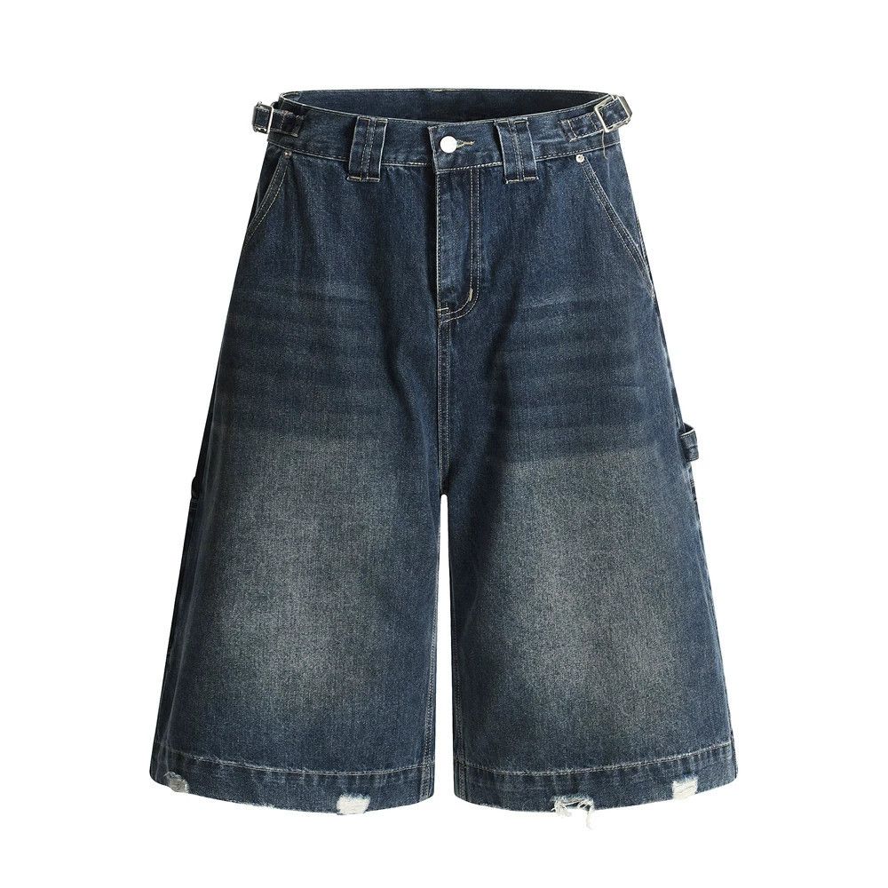 Jean Men's washed distressed loose cargo denim shorts Size US 32 / EU 48 - 1 Thumbnail