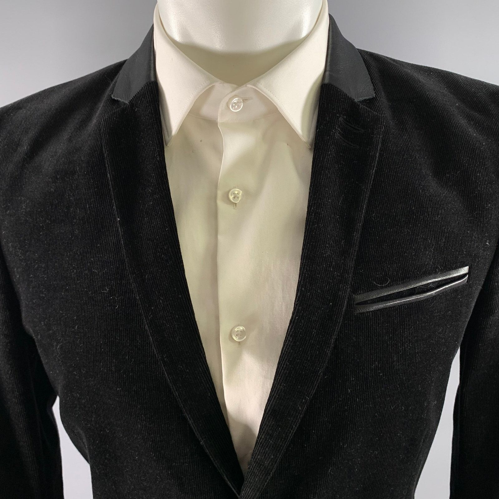 The Kooples THE KOOPLES 38 Black Corduroy Notch Lapel Sport Coat Size 38R - 2 Thumbnail