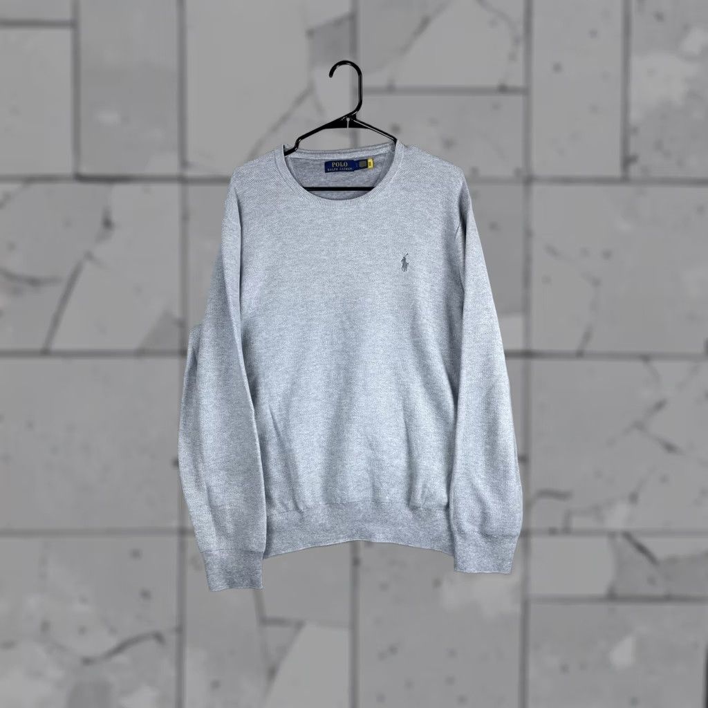 Polo Ralph Lauren Polo Ralph Lauren Sweater Mens Large Gray Crewneck Waffle Knit Pullover Logo Size US L / EU 52-54 / 3 - 1 Thumbnail