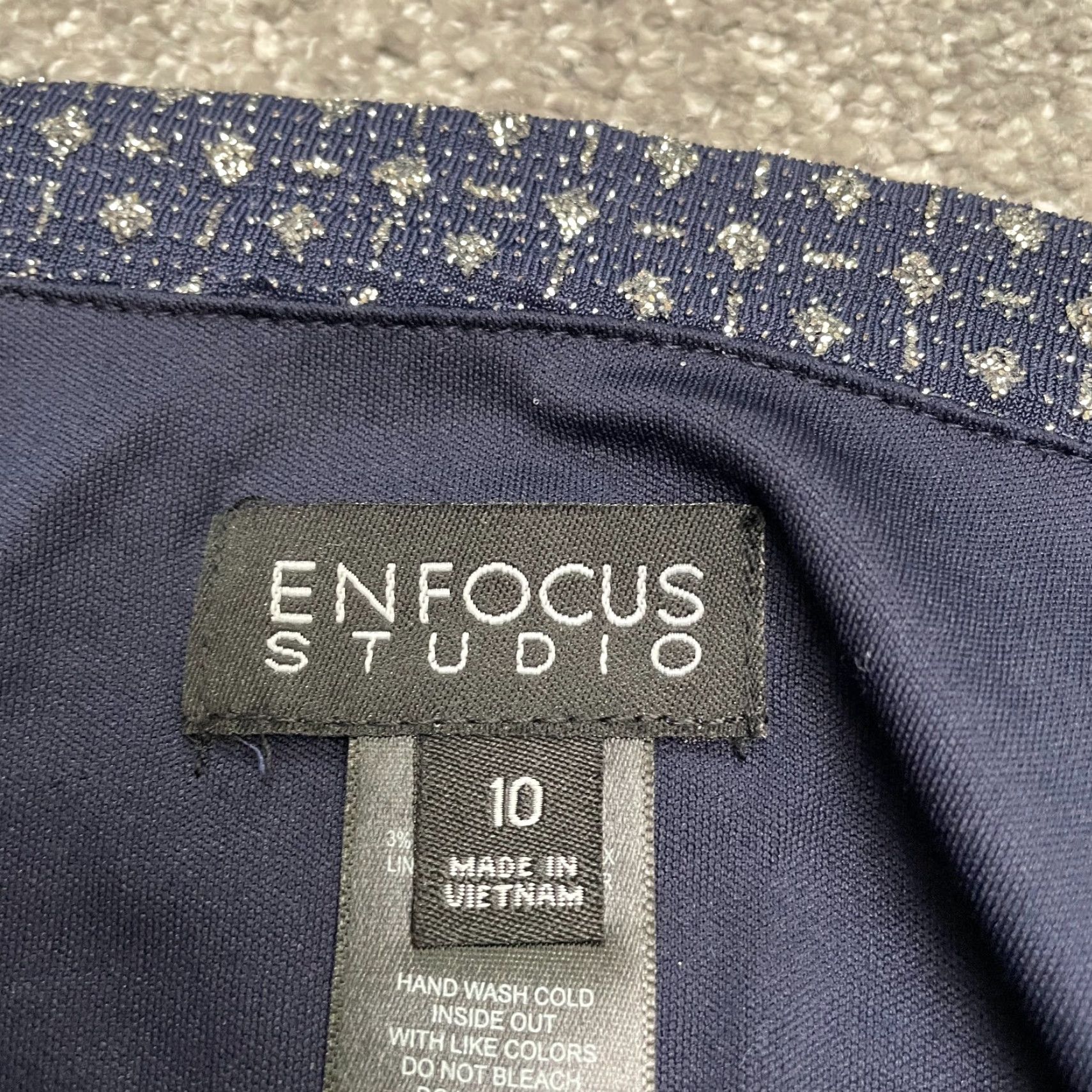 Vintage En Focus Studio Womens Midi Sheath Dress Blue 10 Half Sleeve Glitter Shiny Size L / US 10 / IT 46 - 5 Thumbnail