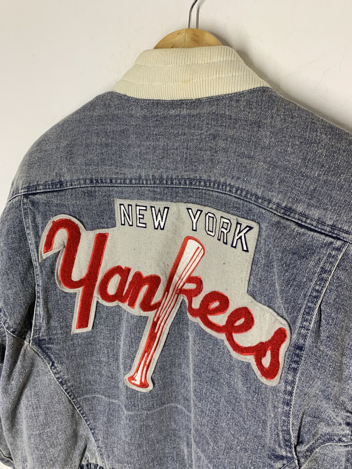MLB Vintage MLB NY Yankees Denim Bomber Jacket Size US L / EU 52-54 / 3 - 3 Thumbnail