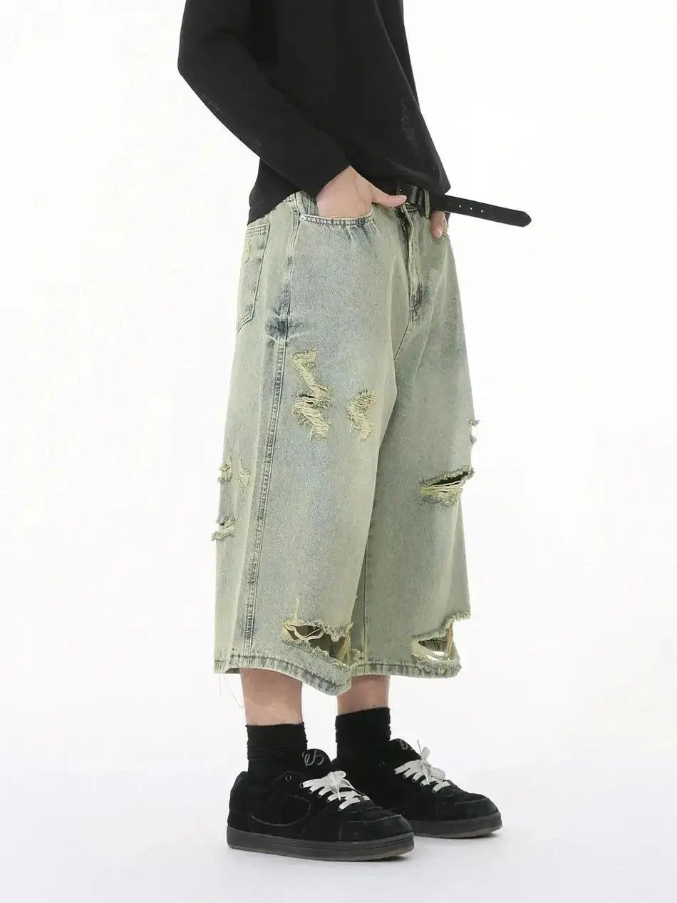 Japanese Brand Retro high street wide leg denim shorts Size US 32 / EU 48 - 3 Thumbnail