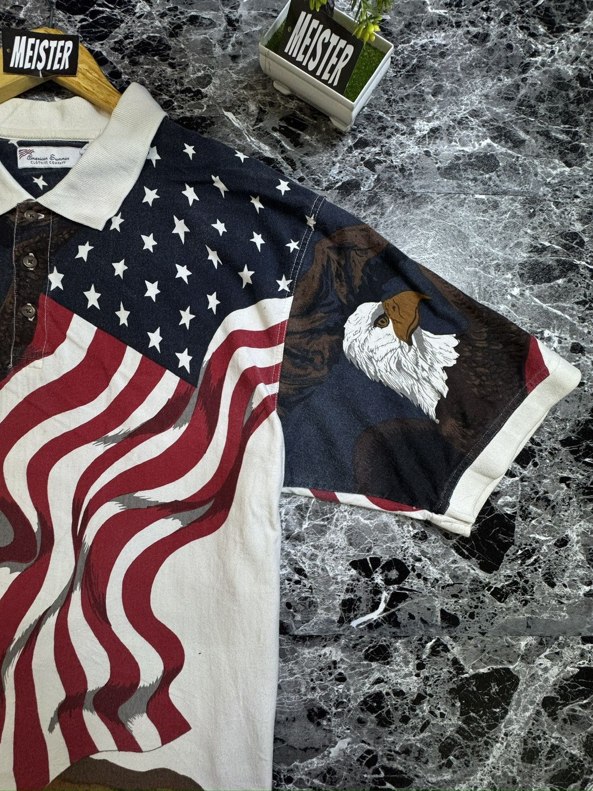 American Eagle Outfitters American Summer Overprint Polo Short Sleeve Shirt Size US XXL / EU 58 / 5 - 2 Thumbnail