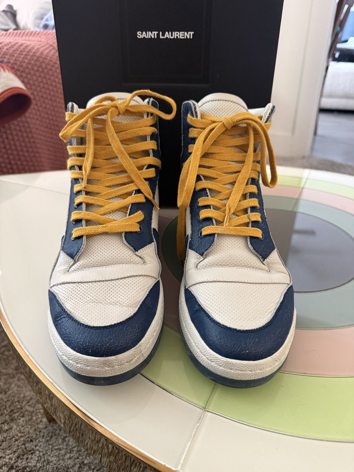 Saint Laurent Paris SL24 Saint Laurent Mid Top Sneakers 610618 Size US 10 / EU 43 - 3 Thumbnail