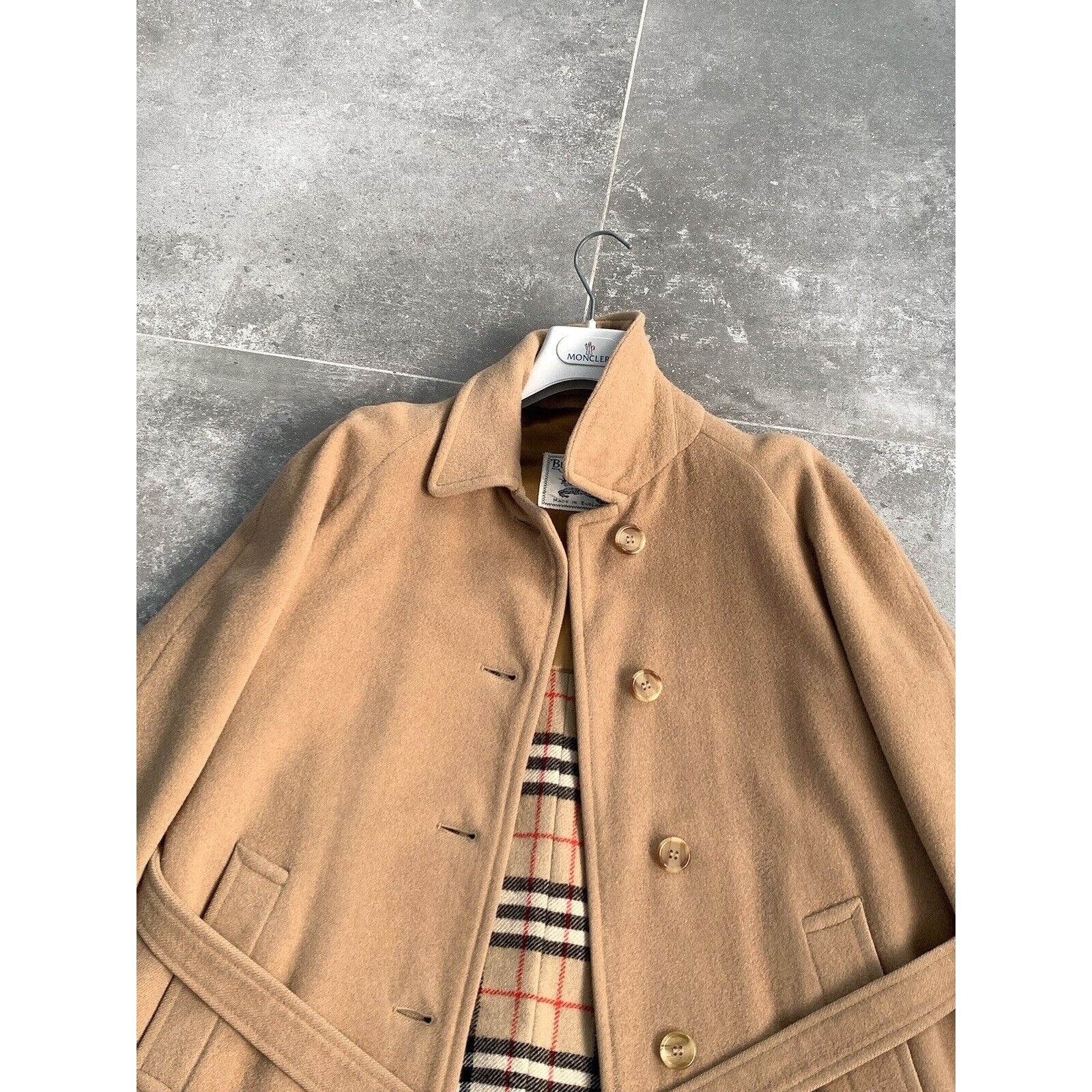 Burberry × Vintage Women's BURBERRYS CAMEL HAIR Wool Trench Coat Jacket UK 12 M Size M / US 6-8 / IT 42-44 - 15 Thumbnail