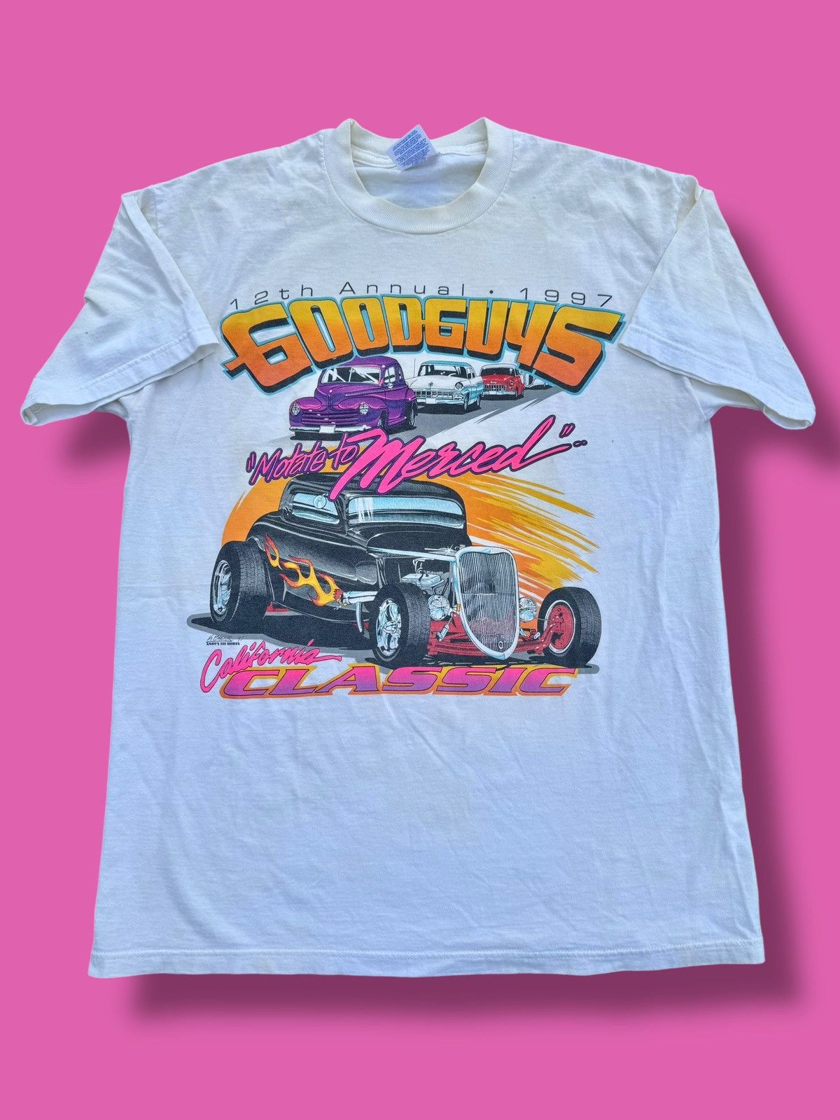 NASCAR × Vintage 1997 Vintage Hot Rod Car Show 90’s Neon Racing T-Shirt Size US M / EU 48-50 / 2 - 1 Thumbnail