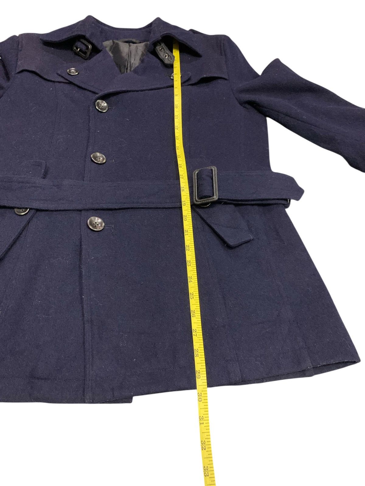 Designer × Japanese Brand × semanticdesign Rare‼️Semantic Design Wool Long Jacket Button Ups Navy Blue Size M / US 6-8 / IT 42-44 - 13 Thumbnail