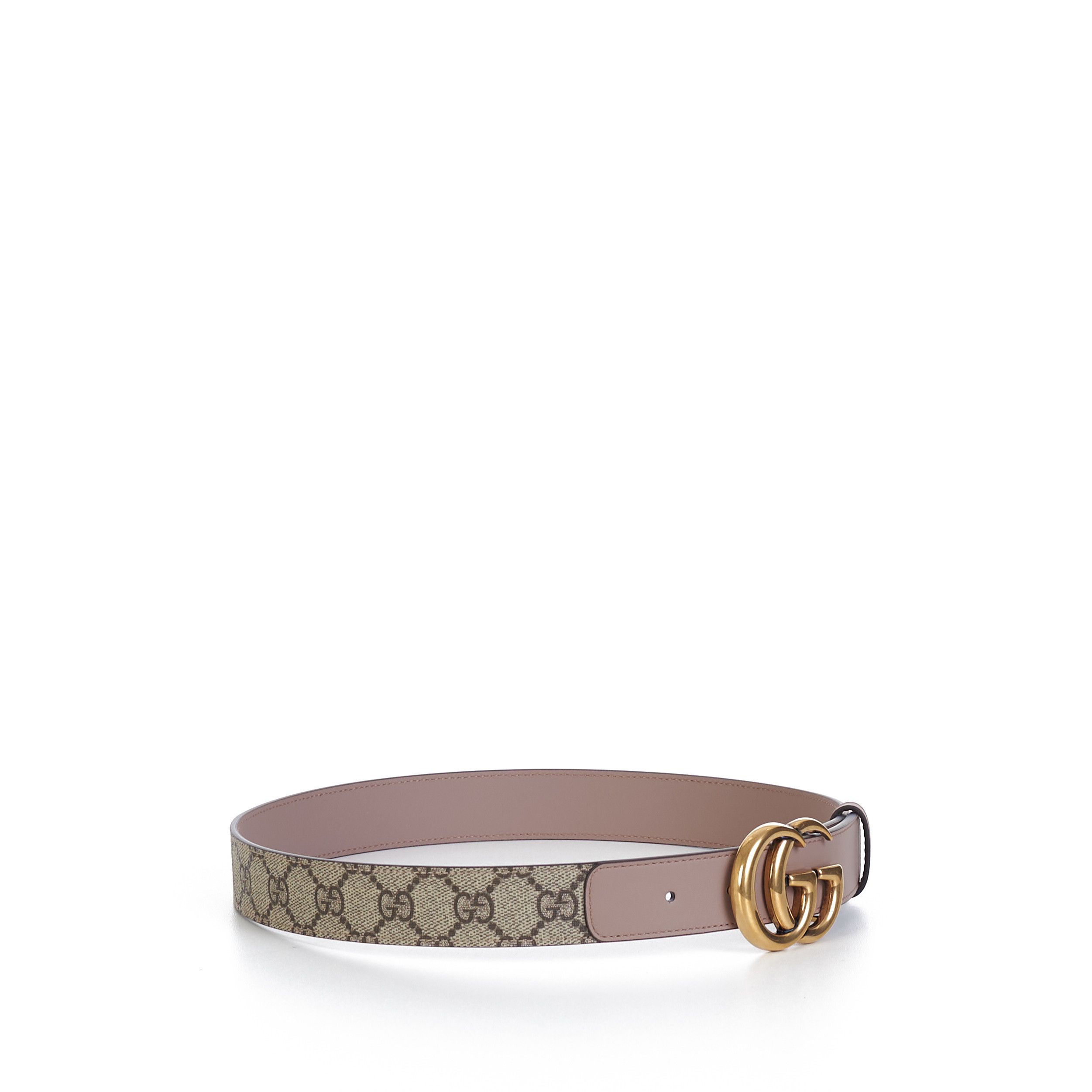 Gucci GG Thin Marmont Belt In Beige GG Supreme & Pink Leather Size ONE SIZE - 8 Thumbnail