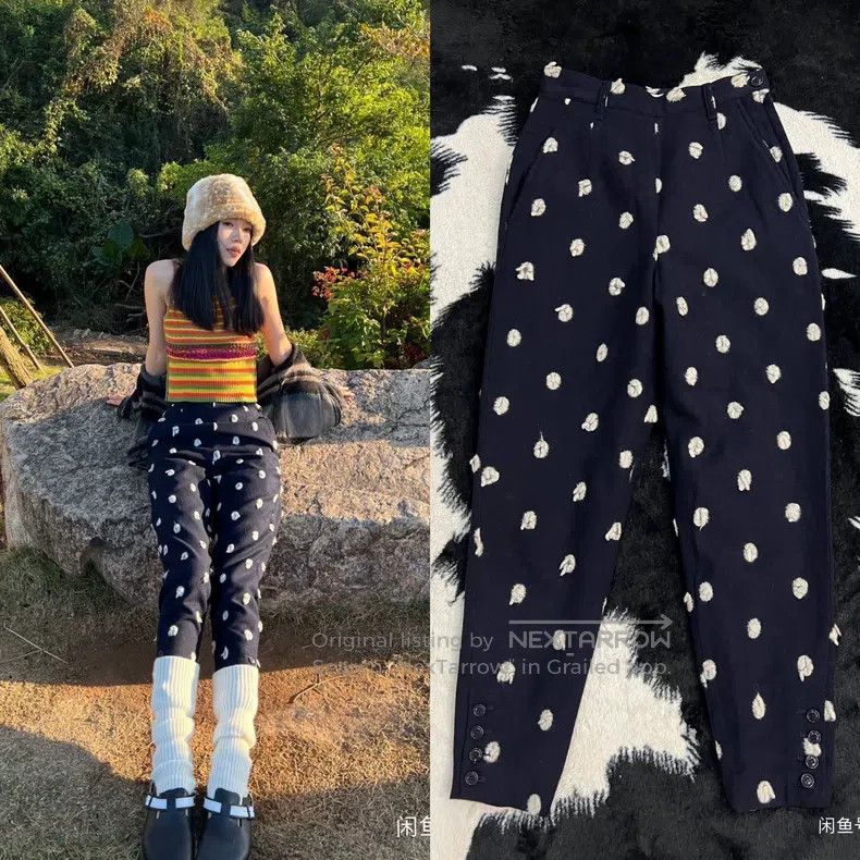 Issey Miyake Issey Miyake Wool Terry Polka Dot Carrot Pants Size 25" / US 0 / IT 36 - 1 Thumbnail