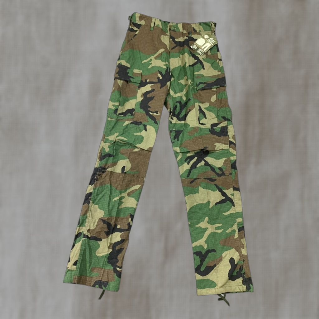 ROTHCO Pants Mens Small BDU Cargo Woodland Camo Rip-Stop Reinforced Knees NWT