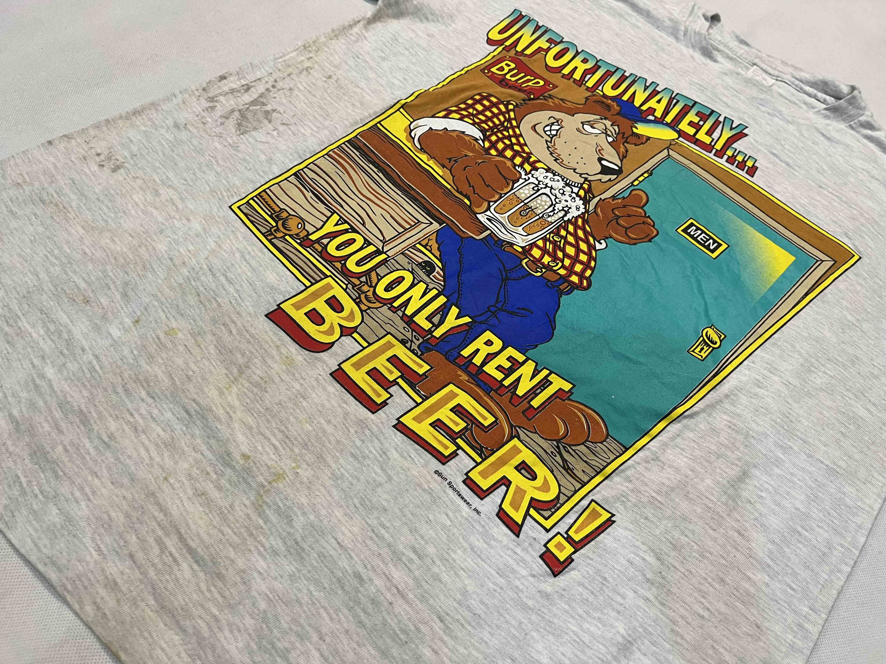 Vintage Vintage Sun Sportswear You Only Rent Beer Cartoon T-Shirt Size US L / EU 52-54 / 3 - 6 Thumbnail