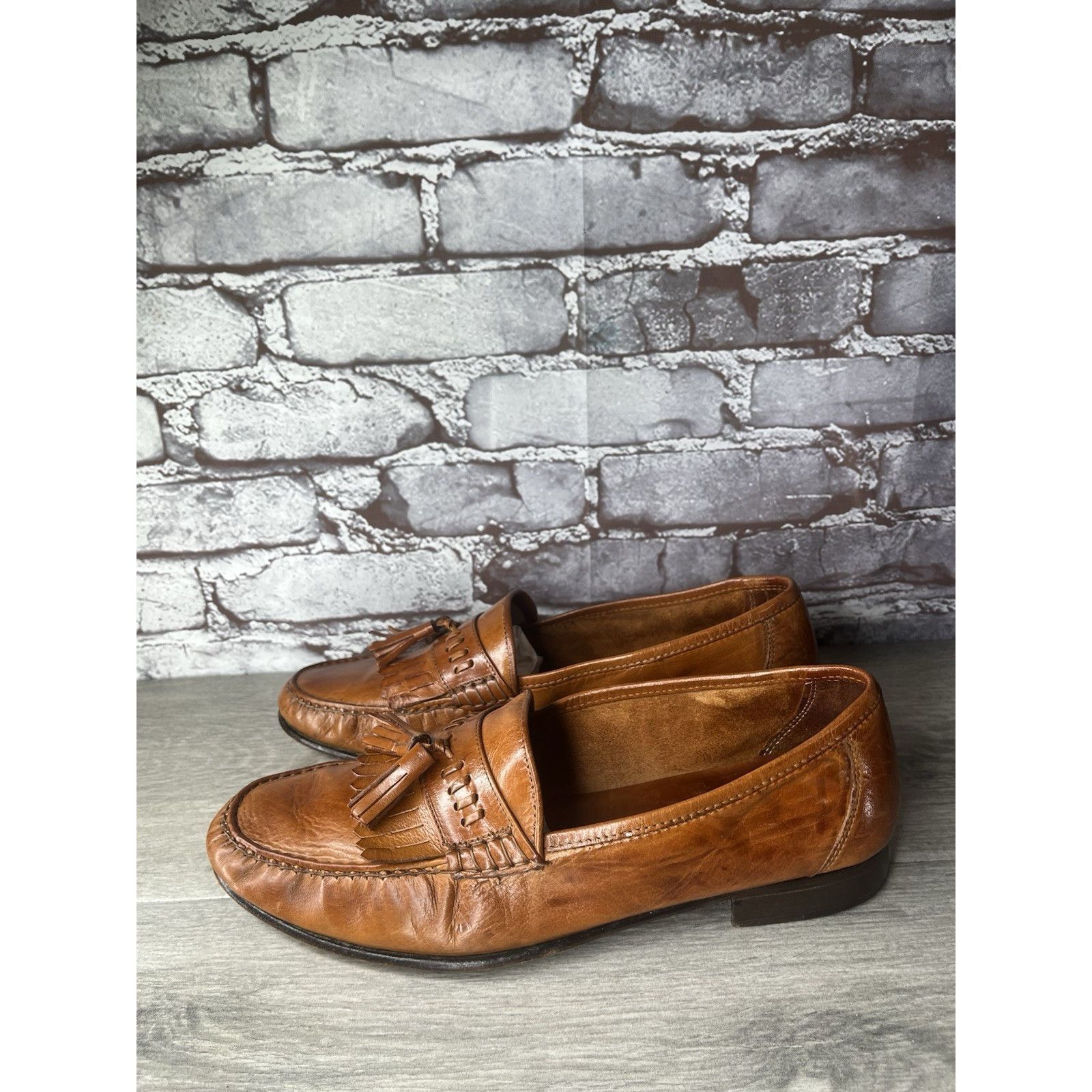 Hanover Hanover Brown Leather Kiltie Tassel VTG Loafers Dress Shoes Size US 10.5 / EU 43-44 - 20 Thumbnail