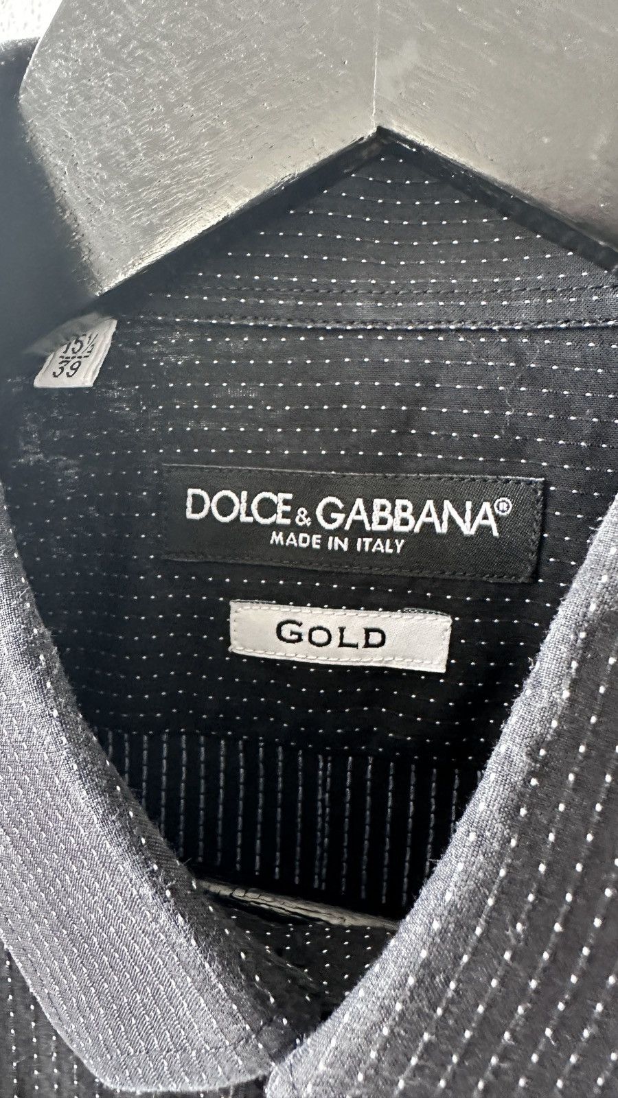 Dolce & Gabbana Dolce & Gabbana GOLD Shirt Micro Dot Pinstripe Slim Fit Size US M / EU 48-50 / 2 - 7 Thumbnail