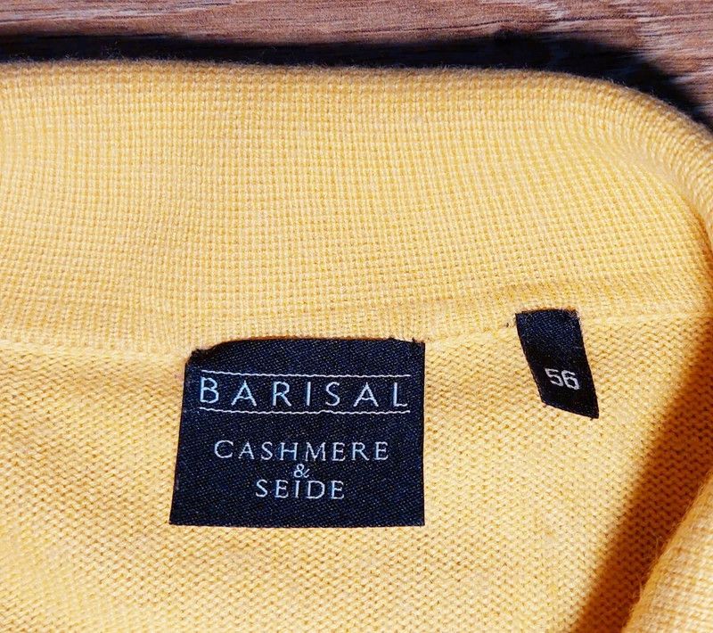 Vintage 55% silk 45% cashmere sweater jumper yellow luxury soft Size US XL / EU 56 / 4 - 3 Thumbnail