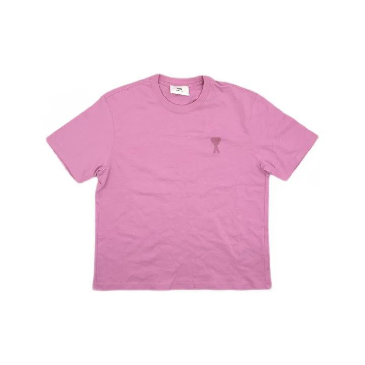 AMI AMIPARIS Solid Pink Heart Logo Short Sleeve T-Shirt -2507 Size US S / EU 44-46 / 1 - 2 Thumbnail