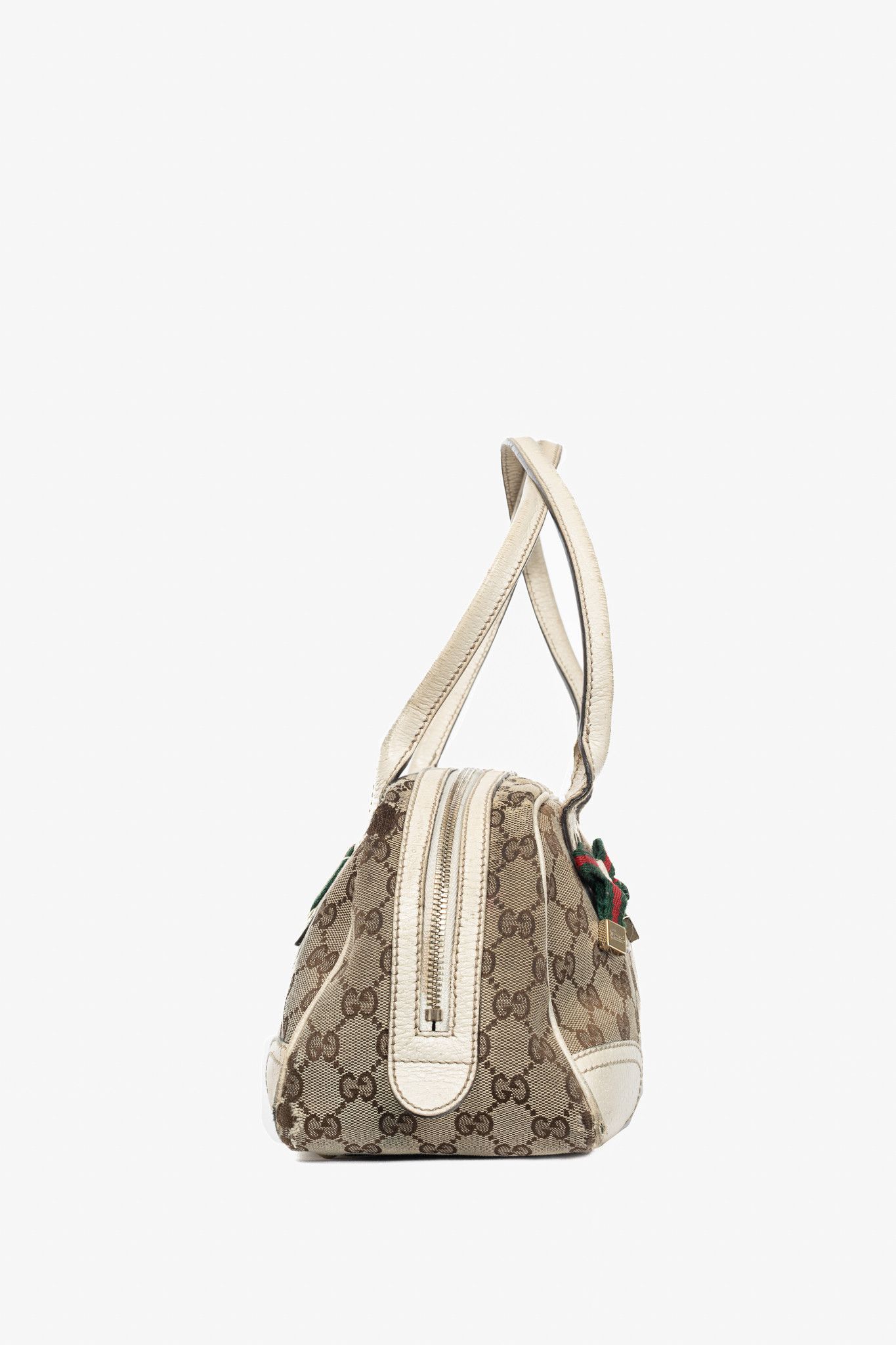 Gucci Gucci Princy Boston Beige & Ebony GG Canvas Web Handbag Size ONE SIZE - 3 Thumbnail